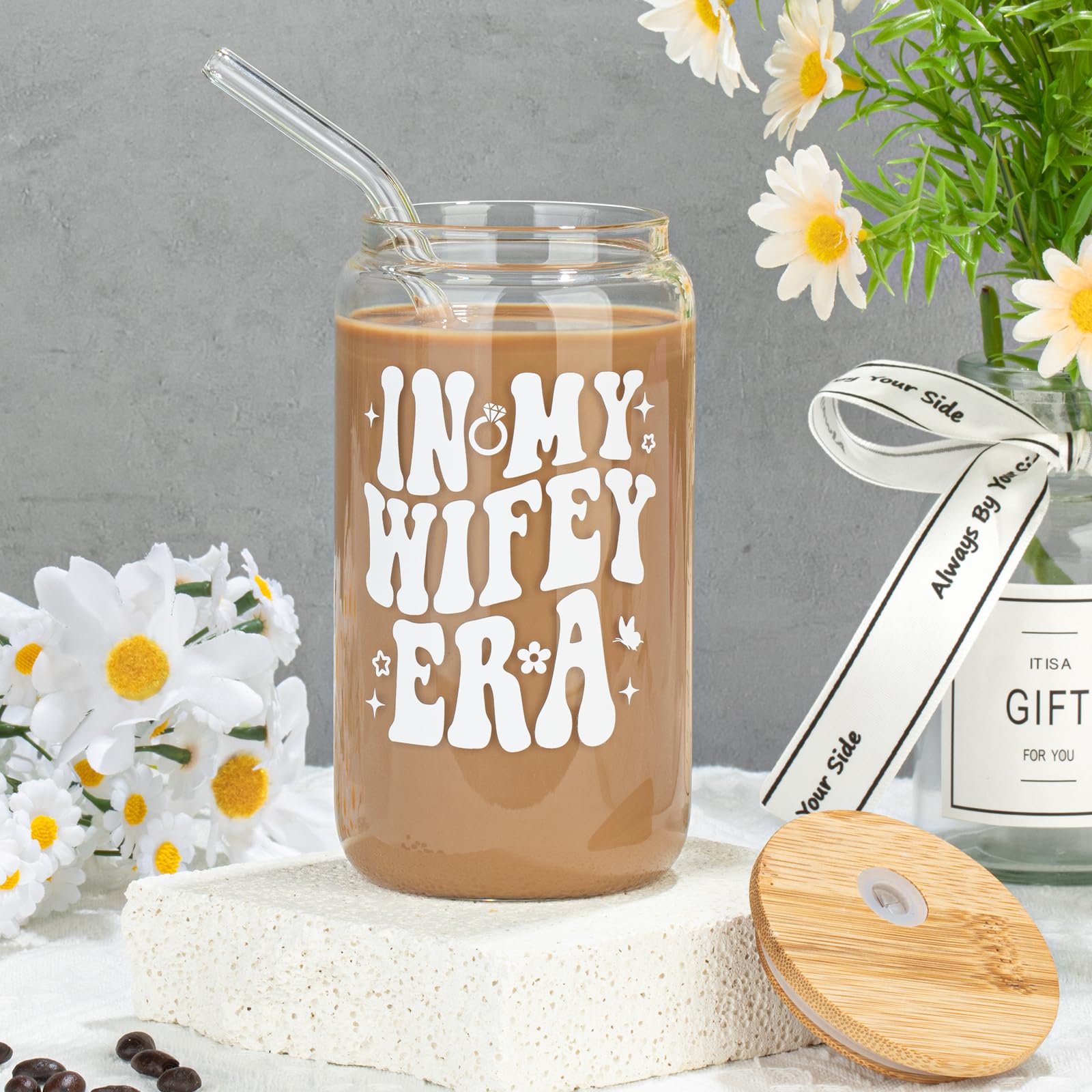 Elegant Bridal Shower Gift Set for Bride to Be - Classy Bachelorette & Wedding Gifts with Custom Cup & Straw - Perfect for Honeymoon, Bridal Parties & Wife Appreciation - Cute Wifey Present Ideas for Special Occasions