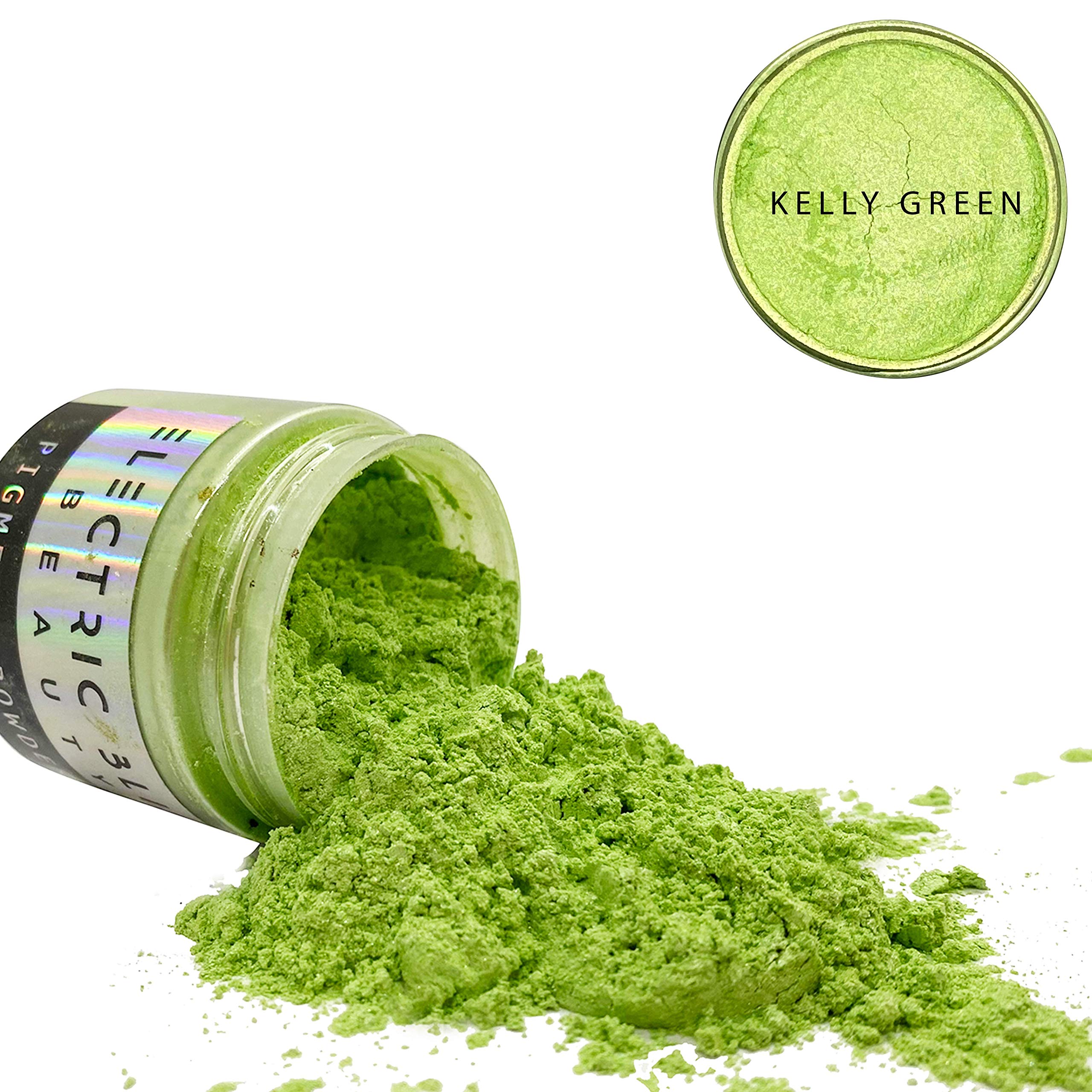 1 oz Kelly Green Mica Powder - Cosmetic Grade Pigment for DIY Crafts - 25 Vibrant Colors Available for Soap Making, Candle Crafting, Bath Bombs, Epoxy Resin, Nail Art & Jewelry - Perfect for Cosmetics, Slime, Paints & Clay Projects