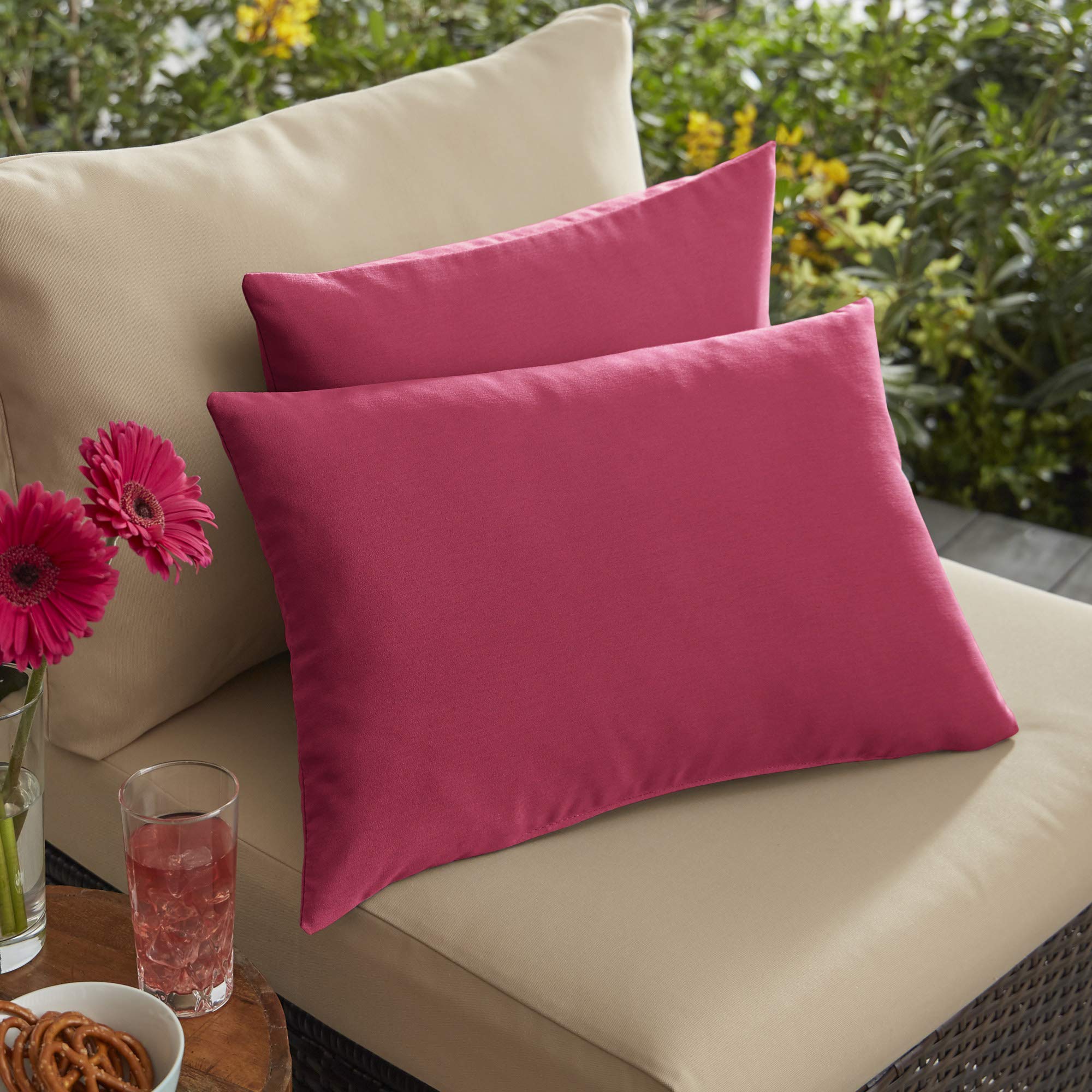 2 Pack Hot Pink Decorative Throw Pillows 20x20 Inch - Soft Indoor Outdoor Cushion for Sofa, Bed, Patio & Garden Decor