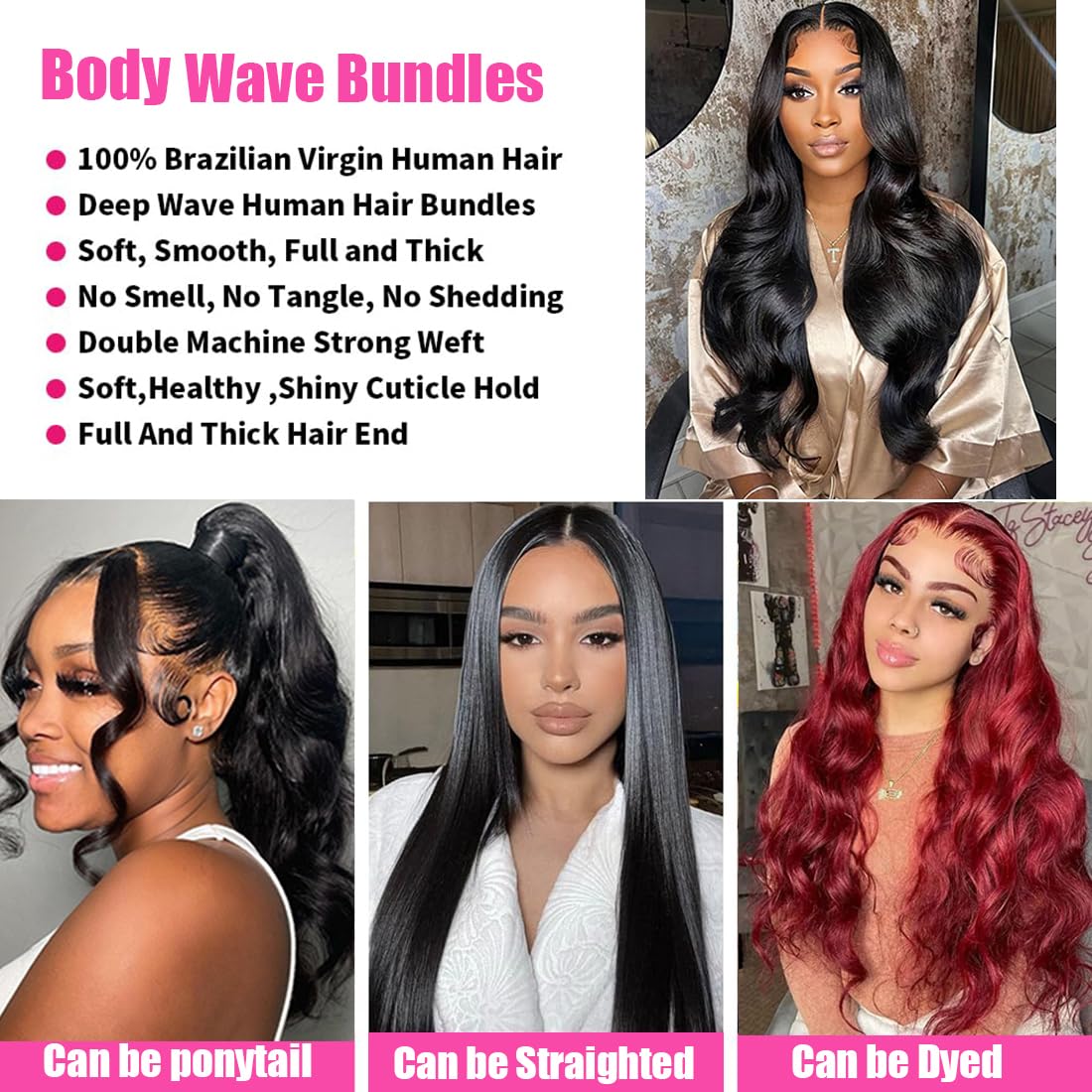 100% Unprocessed Brazilian Virgin Human Hair Bundles - Body Wave 12A Grade 20/22/24/26 Inch 4 Bundles Natural Black Color for Quick Weave Extensions | Perfect for Daily Styling, Special Occasions & Salon Use
