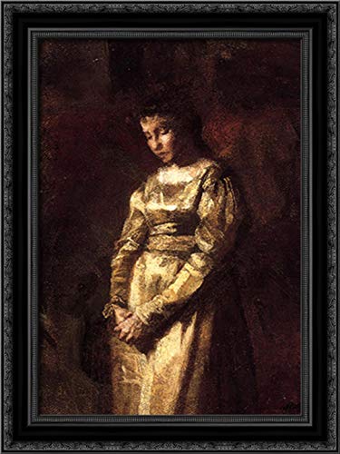 Thomas Eakins Framed Canvas Art - 18x24 Inch Meditation Study of Young Girl in Black Ornate Wood Frame - Perfect for Home Decor, Yoga Studios & Meditation Spaces