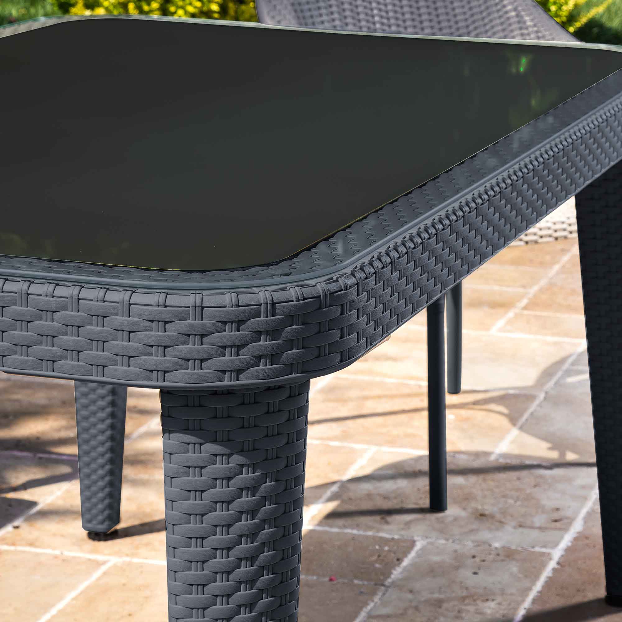 Weather-Resistant Outdoor Dining Table - 90x150cm PP/Fiberglass Patio Furniture in Anthracite (DG209) - Perfect for Backyard BBQs, Poolside Gatherings & Garden Parties