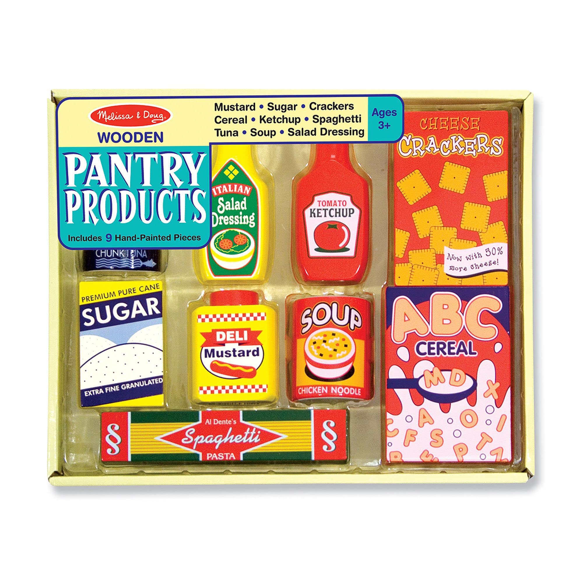 Melissa & Doug Wooden Play Food Set - 21-Piece Pantry Food Toys for Kids, Pretend Play Kitchen Accessories for Toddlers & Preschoolers | Compatible with M&D Scratch Fun Mini-Pad (04077) - Perfect for Role Play, Learning & Gift Giving