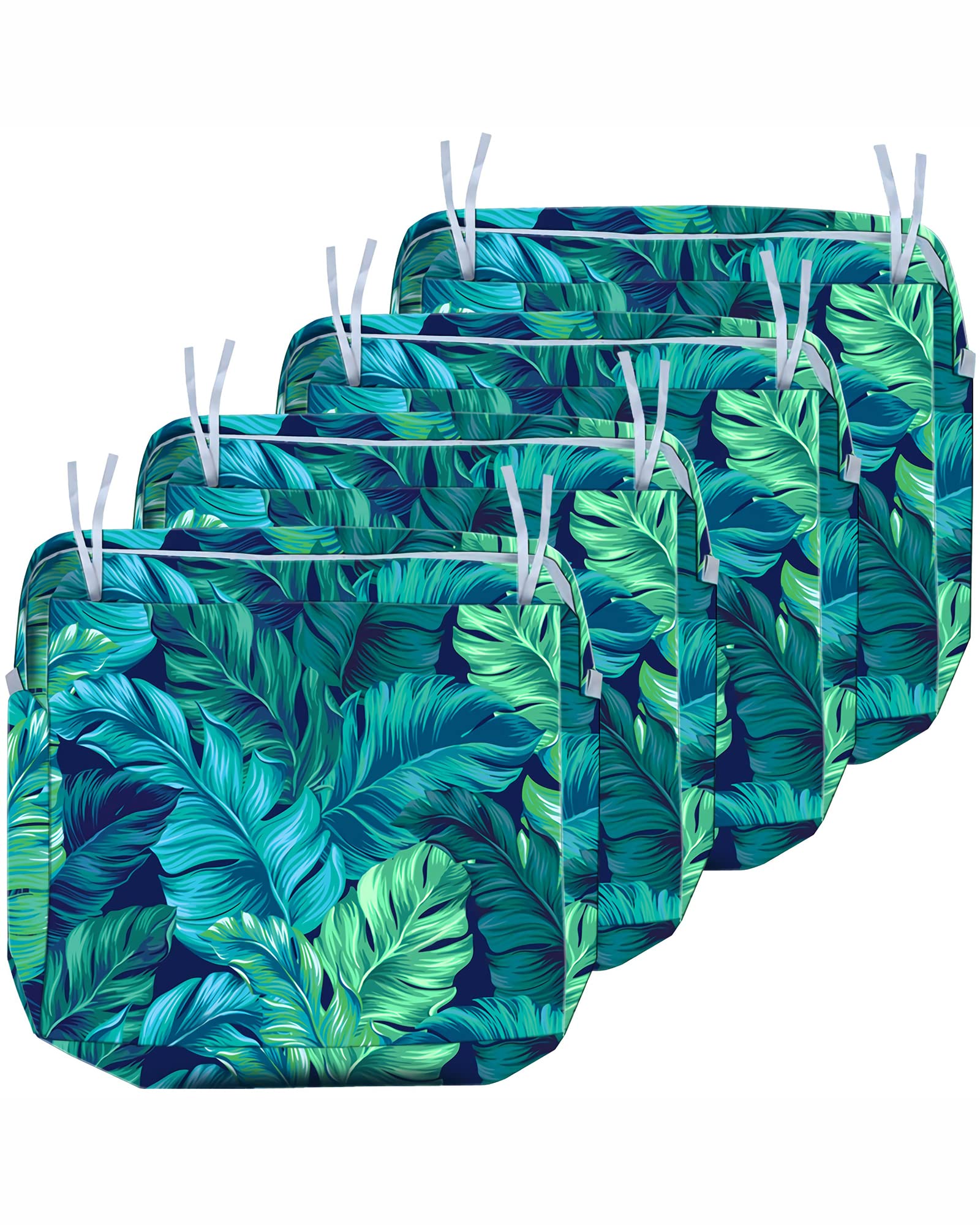 4 Pack Water Resistant Deep Seat Patio Chair Cushion Covers - 22x20 Inches Replacement Slipcovers for Outdoor Furniture (Tropical Leaves Design) - Perfect for Poolside Lounging, Garden Seating & Patio Decor