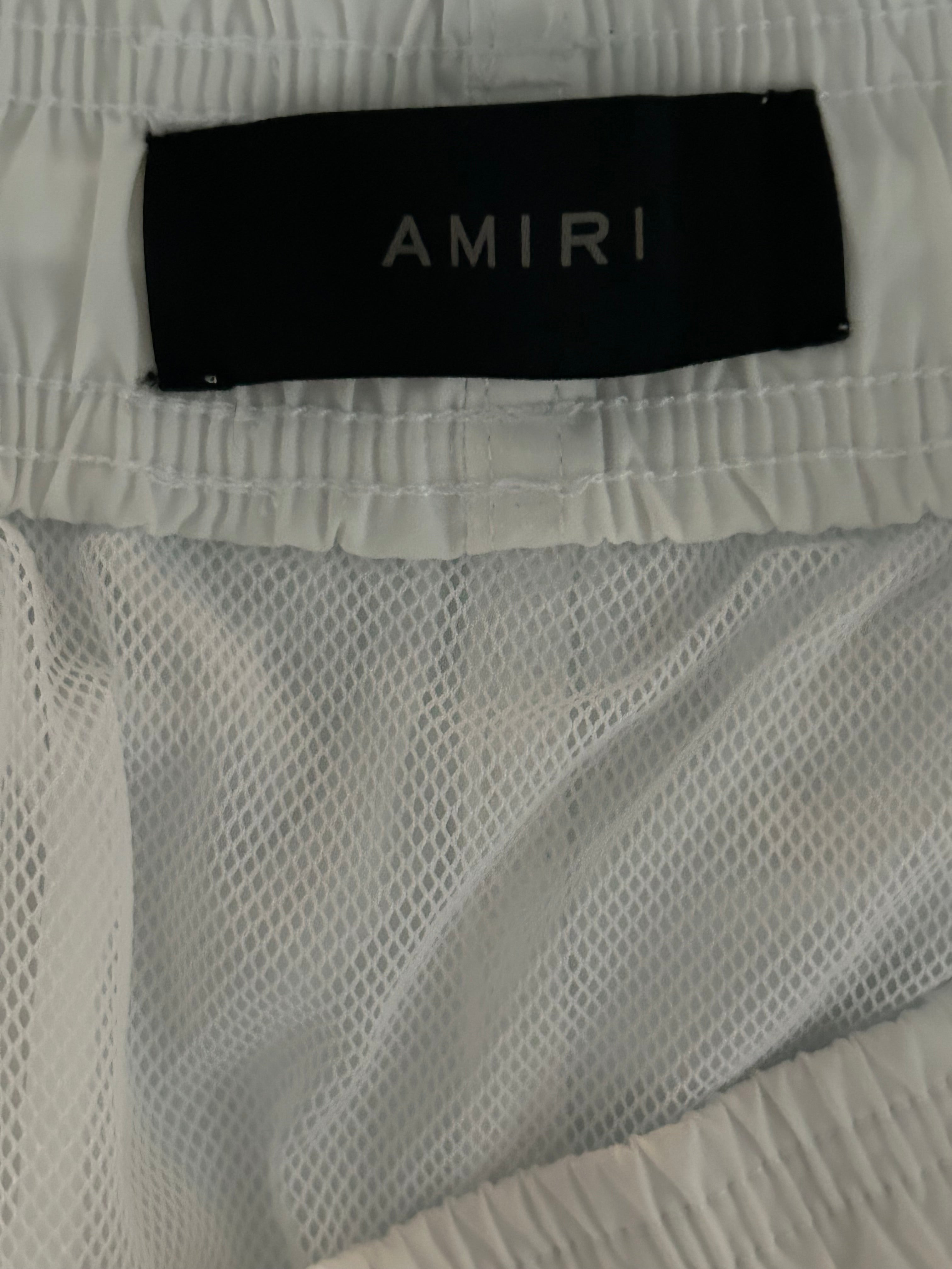 Amiri White & Red Bones Swim Shorts for Men - Stylish Beachwear for Summer Vacations & Pool Parties