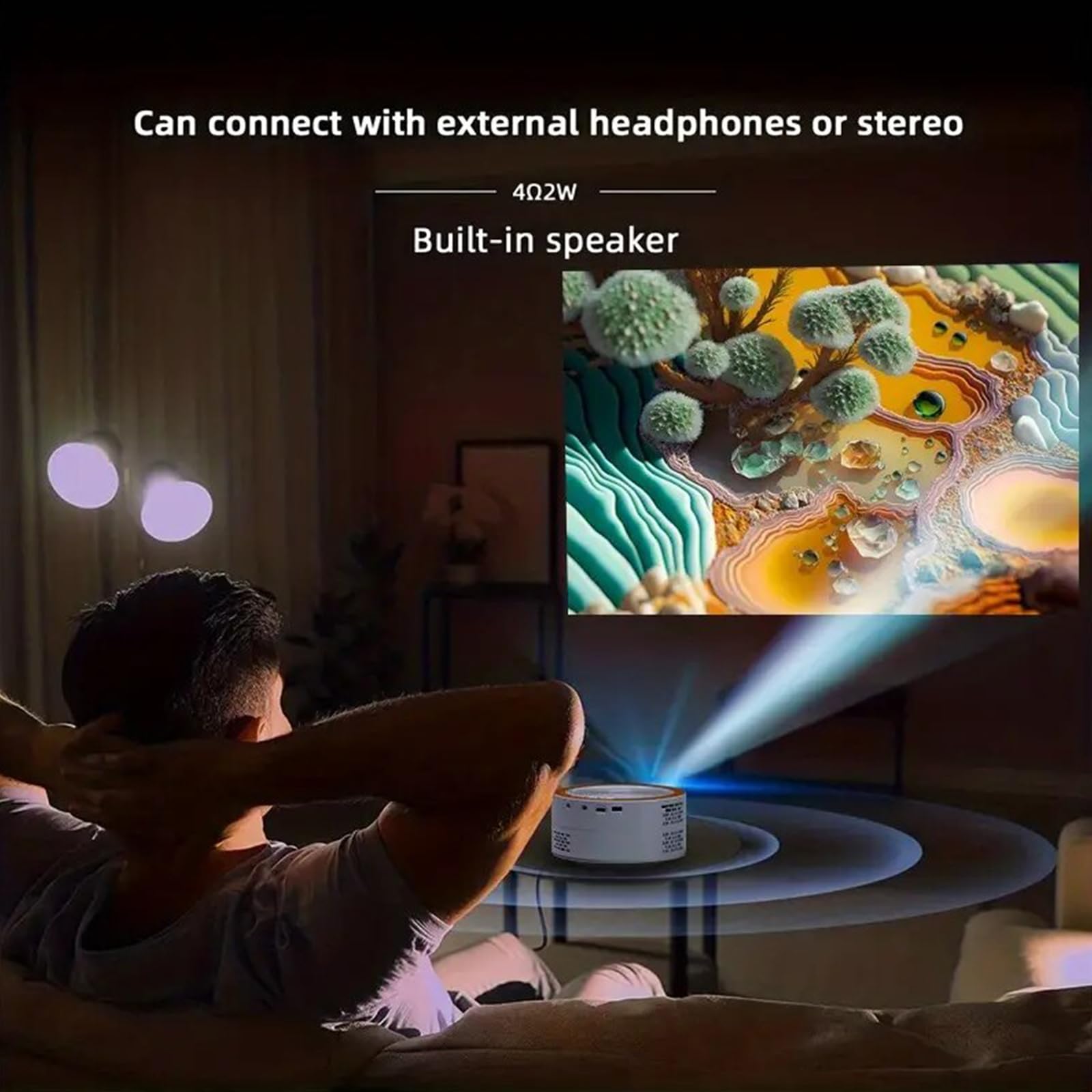 KUAIYIJU YT200 Mini LED Projector 1080P Home Theater for Movies & Gaming