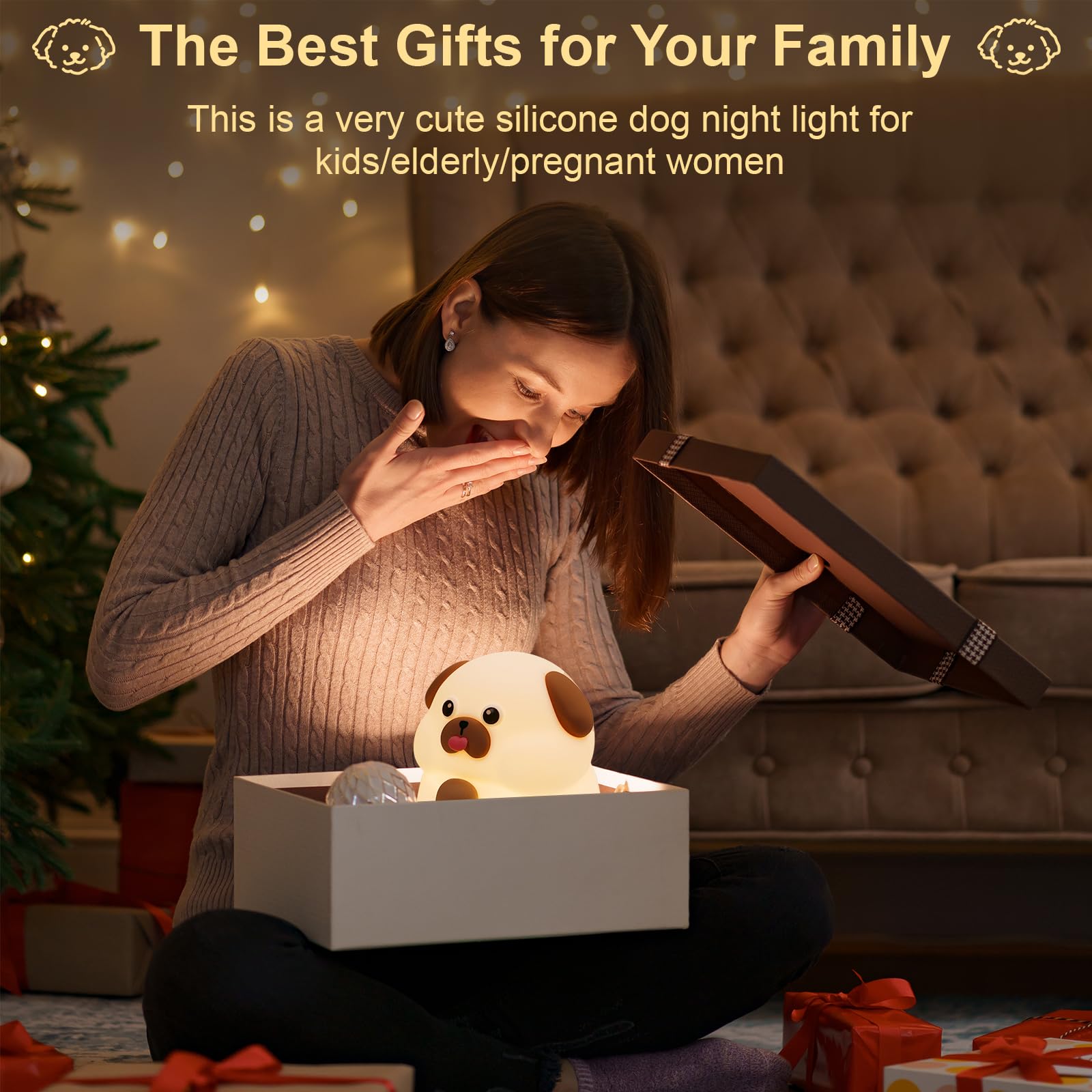 Greedy Dog Night Light for Kids - 3-Level Dimmable, Touch Color Changing Silicone Nightlight | Rechargeable Bedside Lamp for Nursery, Children, Pregnant Women & Elderly | Perfect for Bedrooms, Baby Rooms & Nighttime Feedings
