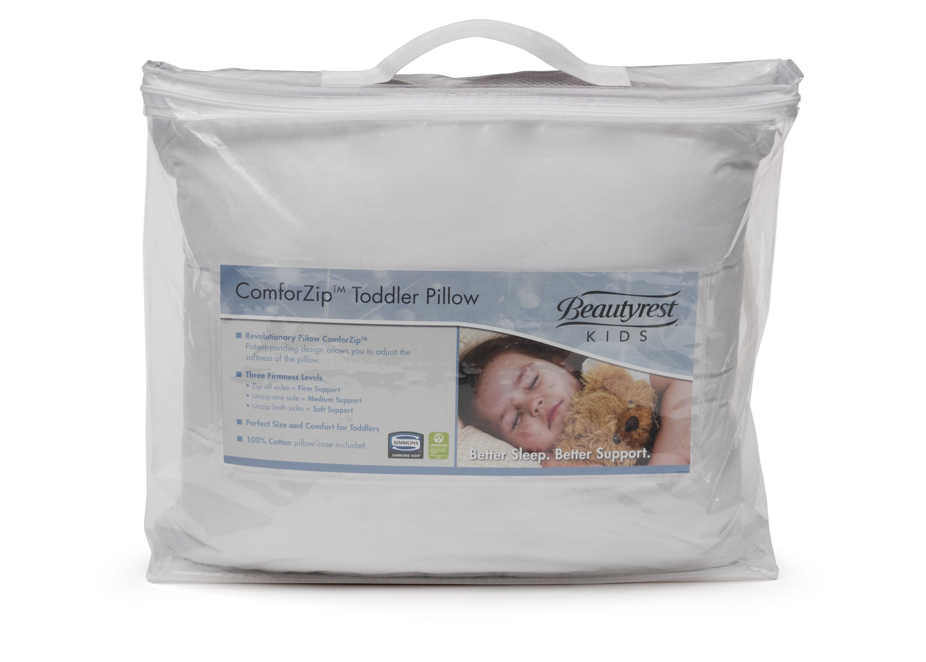 Beautyrest KIDS ComforZip Toddler Pillow - Hypoallergenic, Breathable & Washable - Perfect for Nap Time, Travel & Daycare Use