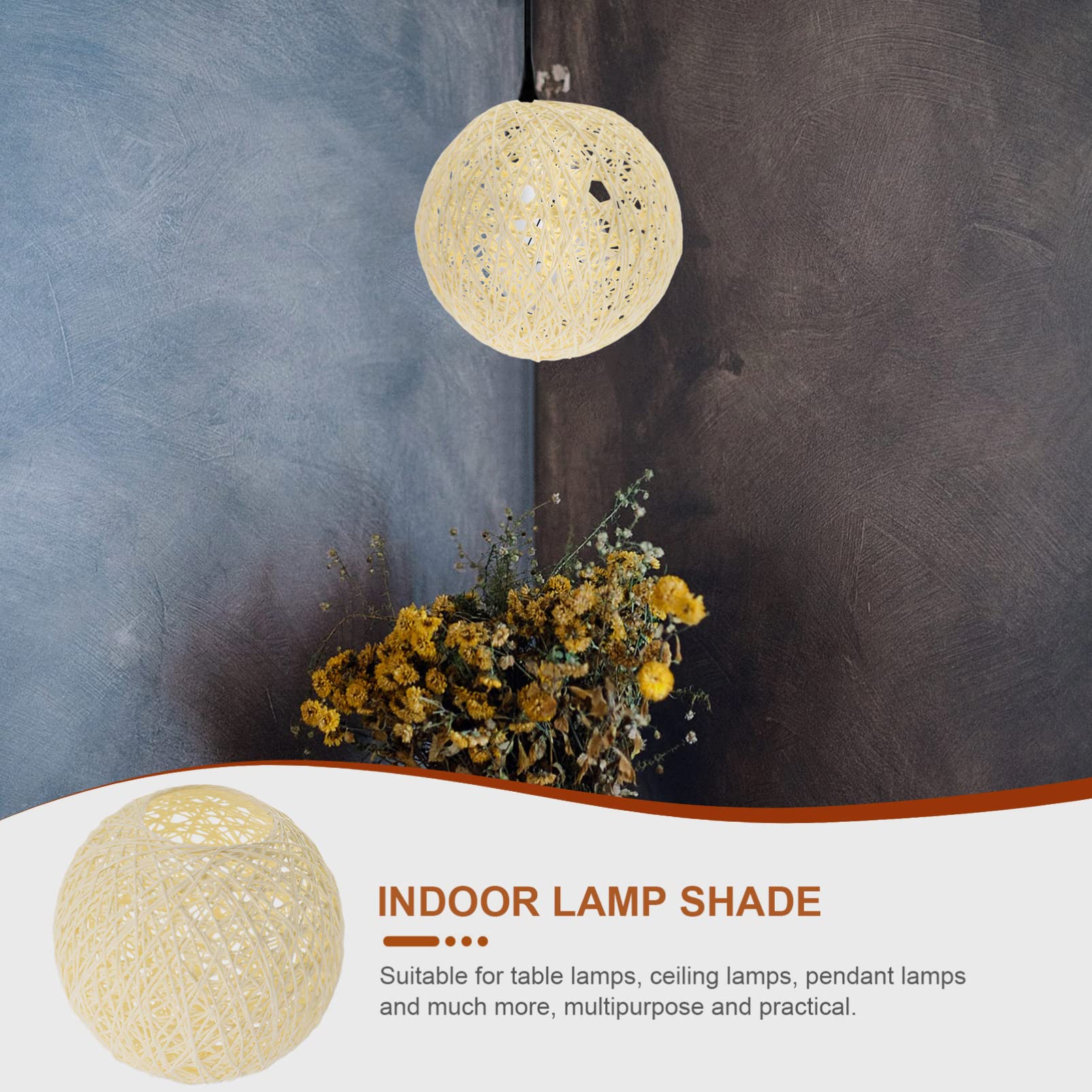 Zerodeko Takraw Drum Pendant Light Fixture - Rustic Hanging Lamp & Table Lamp with Glass Globe Shade - Vintage Japanese Washi Paper Design for Living Room, Bedroom, and Dining Room Lighting