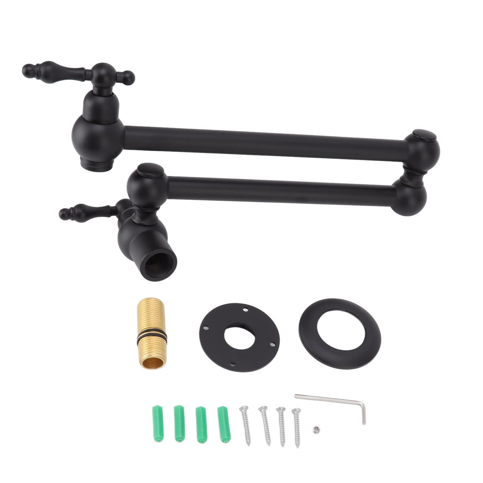 Copper Wall Mounted Pot Filler Faucet - Stretchable Swing Arm Kitchen Faucet with Double Joint for Sink, Matte Black - Perfect for Cooking, Filling Pots & Kitchen Tasks