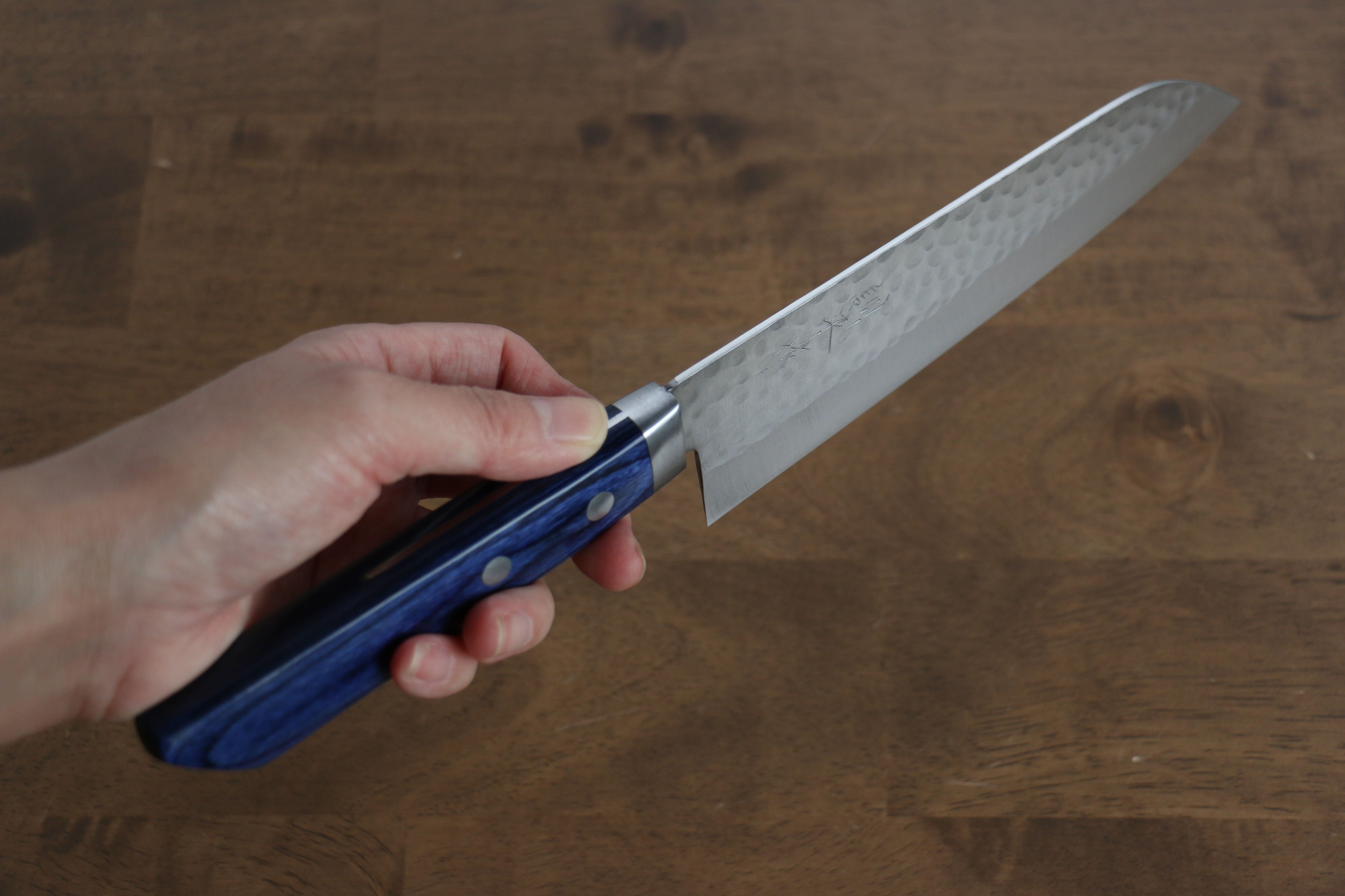 Premium Kunihira Kokuryu VG10 Hammered Santoku Knife 7