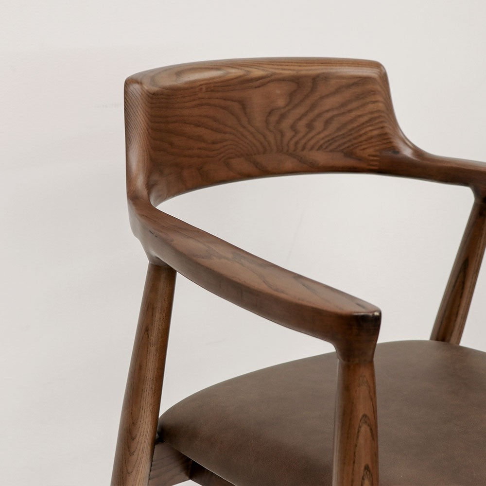 Eaton Dining Chair - Brown Leather Upholstered Seat - Modern & Comfortable for Kitchen, Dining Room, or Office