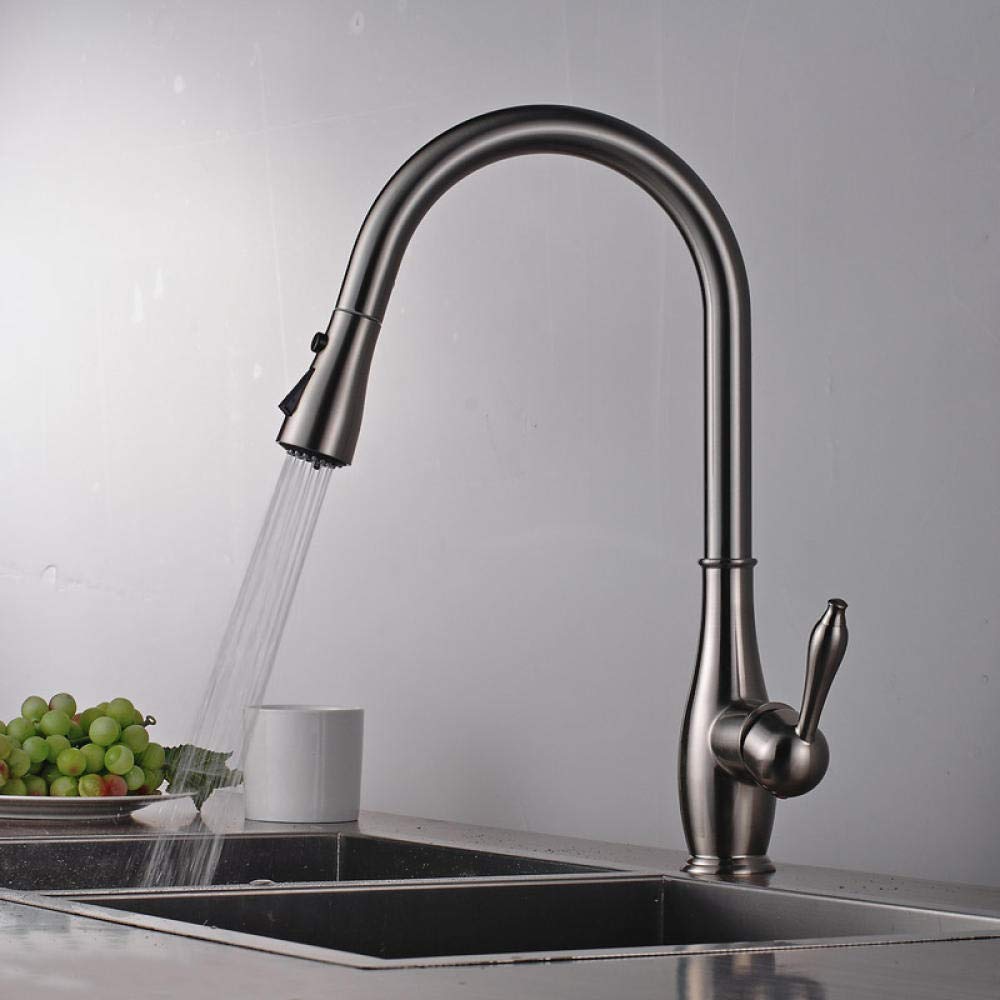 2-Way Pull Out Kitchen Faucet with Swivel Spout - Deck Mounted Mixer Tap for Sink - Perfect for Washing Dishes & Filling Pots