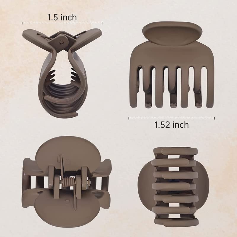 Fameza 4 Pack Double Row Teeth Hair Clips - Small Claw Clips for Thin Hair, 1.6