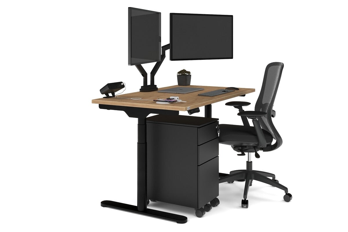 Flexi Premium Height Adjustable Single Workstation [1400L x 700W] - Ergonomic Standing Desk for Home Office, Gaming & Study - Electric Sit Stand Desk with Memory Function