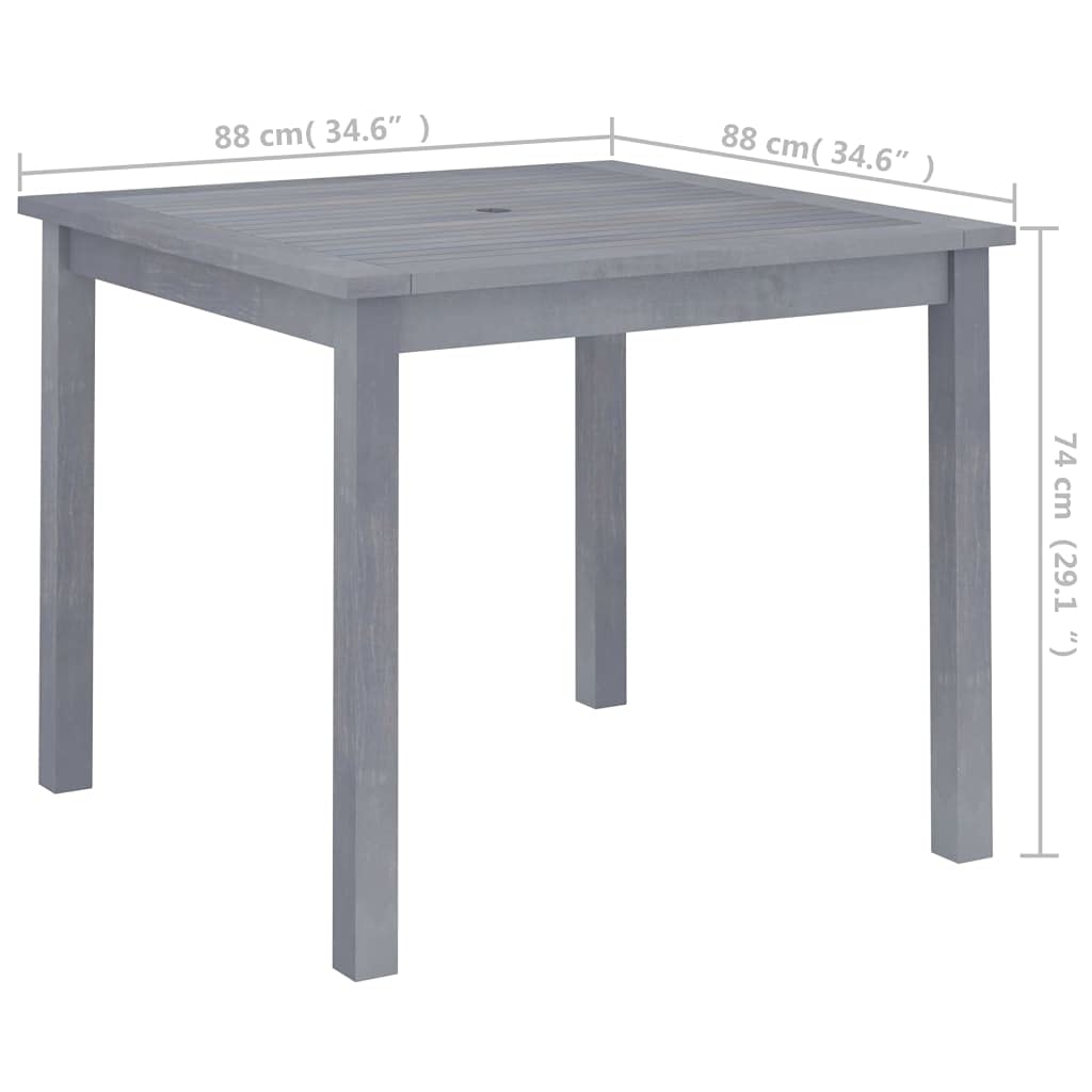 Solid Acacia Wood Outdoor Dining Table with Umbrella Hole - 34.6