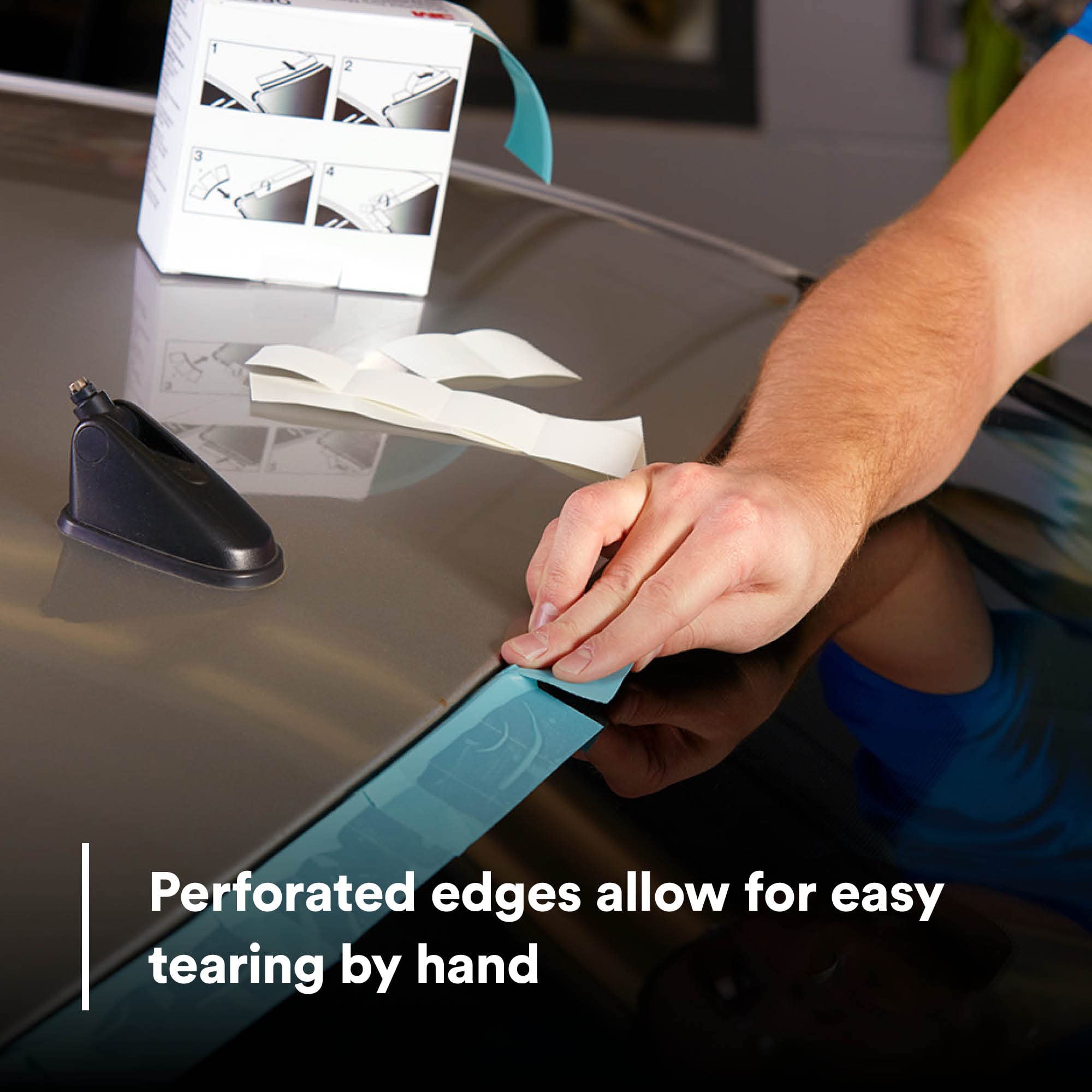 3M Perforated Trim Masking Tape 06349 - 10mm Hard Band, 50.8mm x 10m Roll - Paint Protection for Molding & Trim Lifting, Hand-Tearable - Perfect for Automotive Detailing, DIY Home Painting & Craft Projects