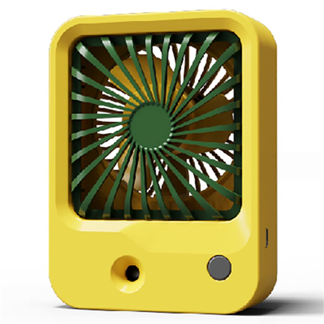 CAUME Portable USB Rechargeable Handheld Mini Fan with Water Spray Mist - 3 Speed Cooling Fan & Humidifier for Outdoor, Travel, Camping, Office (Yellow)