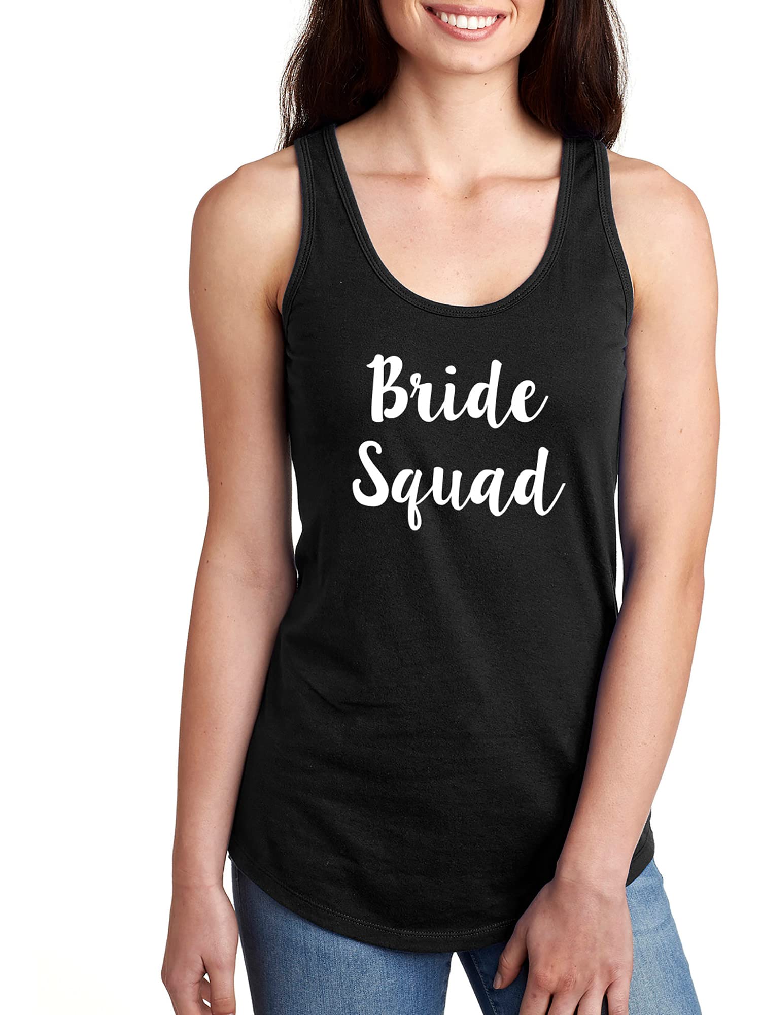 Zerogravitee Bride Squad Racerback Tank - Comfortable Bridesmaid Tops for Wedding Party, Bachelorette & Girls' Night Out