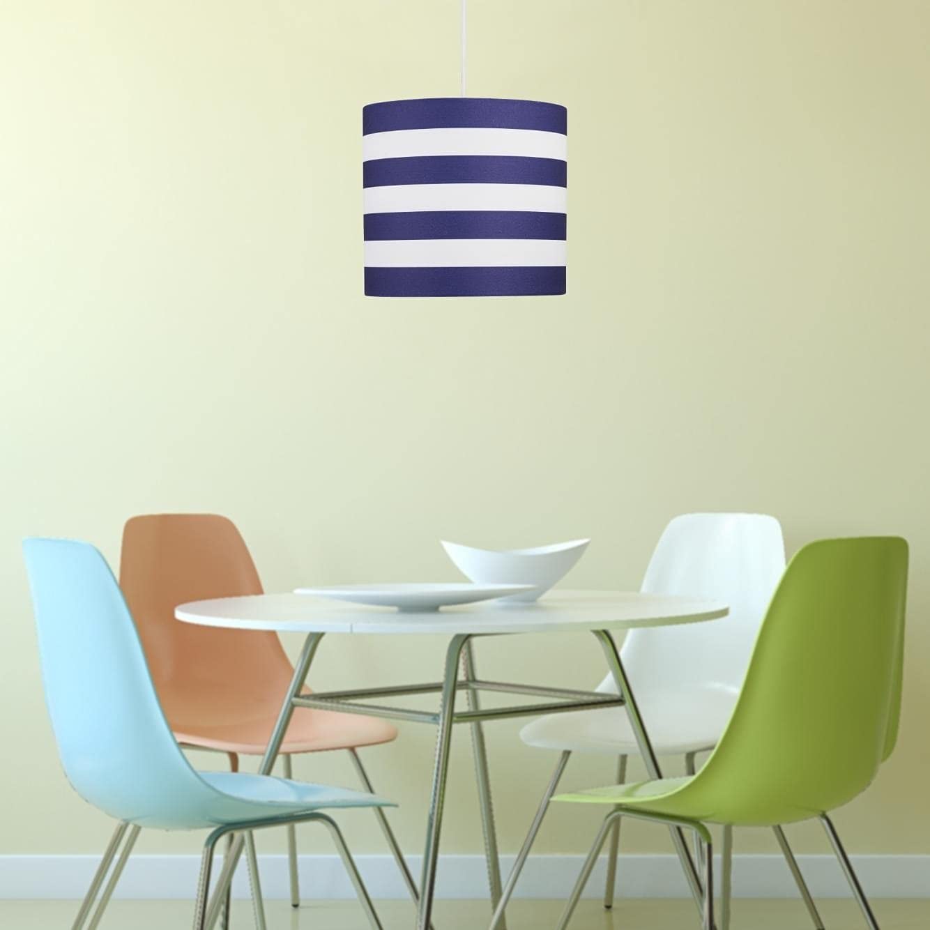 Navy Blue Striped Ceiling Light Shade - Easy Fit, Soft Lighting for Boys & Girls Bedroom, Nursery, Kids Room Decor - Perfect for Nighttime Comfort & Cozy Ambiance