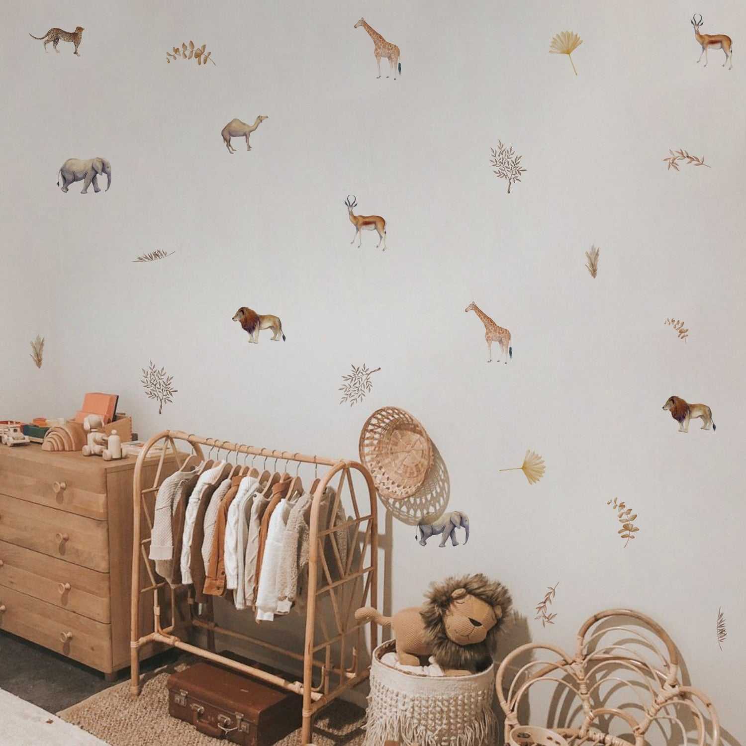 Boho Leaves Animal Wall Stickers for Kids - Creative Nursery & Room Decor - Perfect for Bedrooms, Playrooms & Daycare Centers