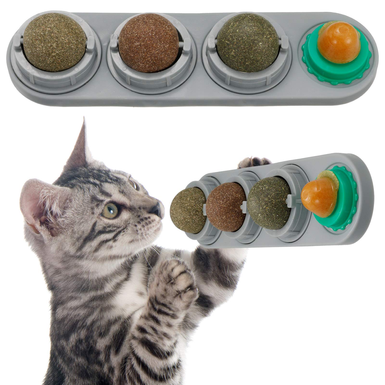 Rotatable Catnip Licking Balls - Edible Cat Toys for Kittens & Adult Cats - Fun Interactive Play & Stress Relief for Indoor Pets