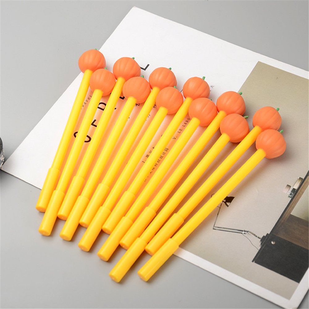 Halloween Pumpkin Gel Pens - Cute Kawaii Gel Ink Pens for School & Office, Fun Stationery Supplies for Girls & Kids (12-Pack) - Perfect for Halloween Party Favors, School Projects & Gift Giving