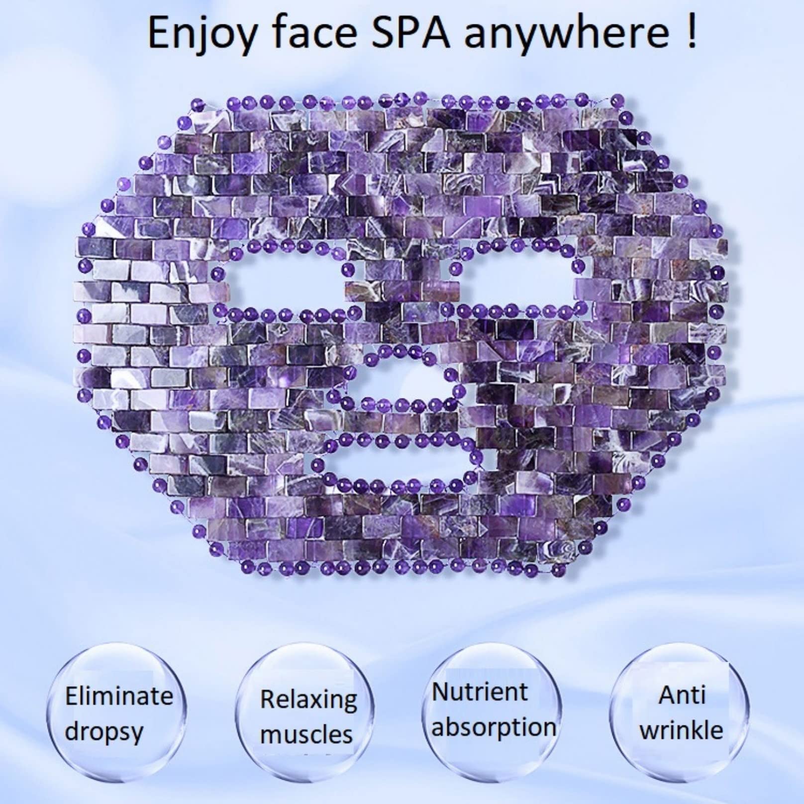Amethyst Cooling Facial Mask for Anti-Aging & Skincare - Cold Therapy Jade Sleeping Mask for Beauty, Massage & Relaxation - Perfect Gift for Women (Mom, Wife, Daughter, Sister) - Yoga & Meditation Accessory - Purple, 1pc