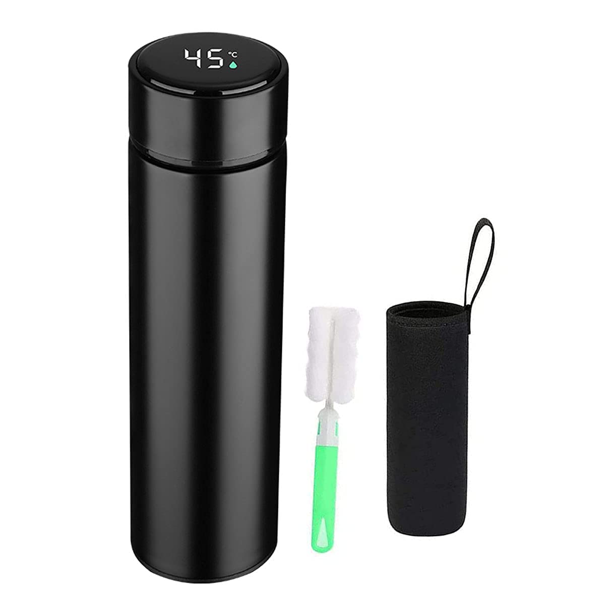 Smart Sports Water Bottle with LED Temperature Display - 17oz Double Wall Vacuum Insulated Thermos for Coffee & Tea - Keeps Hot/Cold 12+ Hours - Perfect for Gym, Hiking, Office & Travel (Black)
