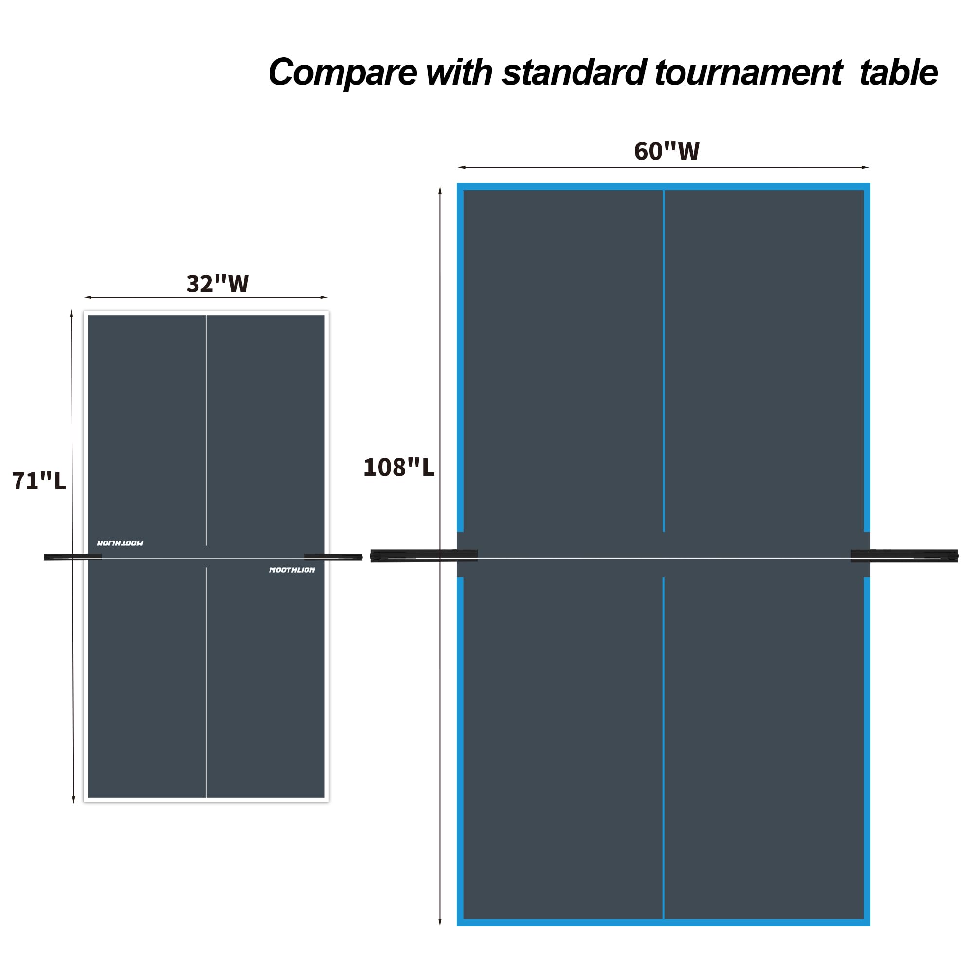 Foldable Indoor Table Tennis Table with Quick Clamp Ping Pong Net & Post Set - Portable Black & Blue Ping Pong Table for Home, Office, Backyard, or Outdoor Use