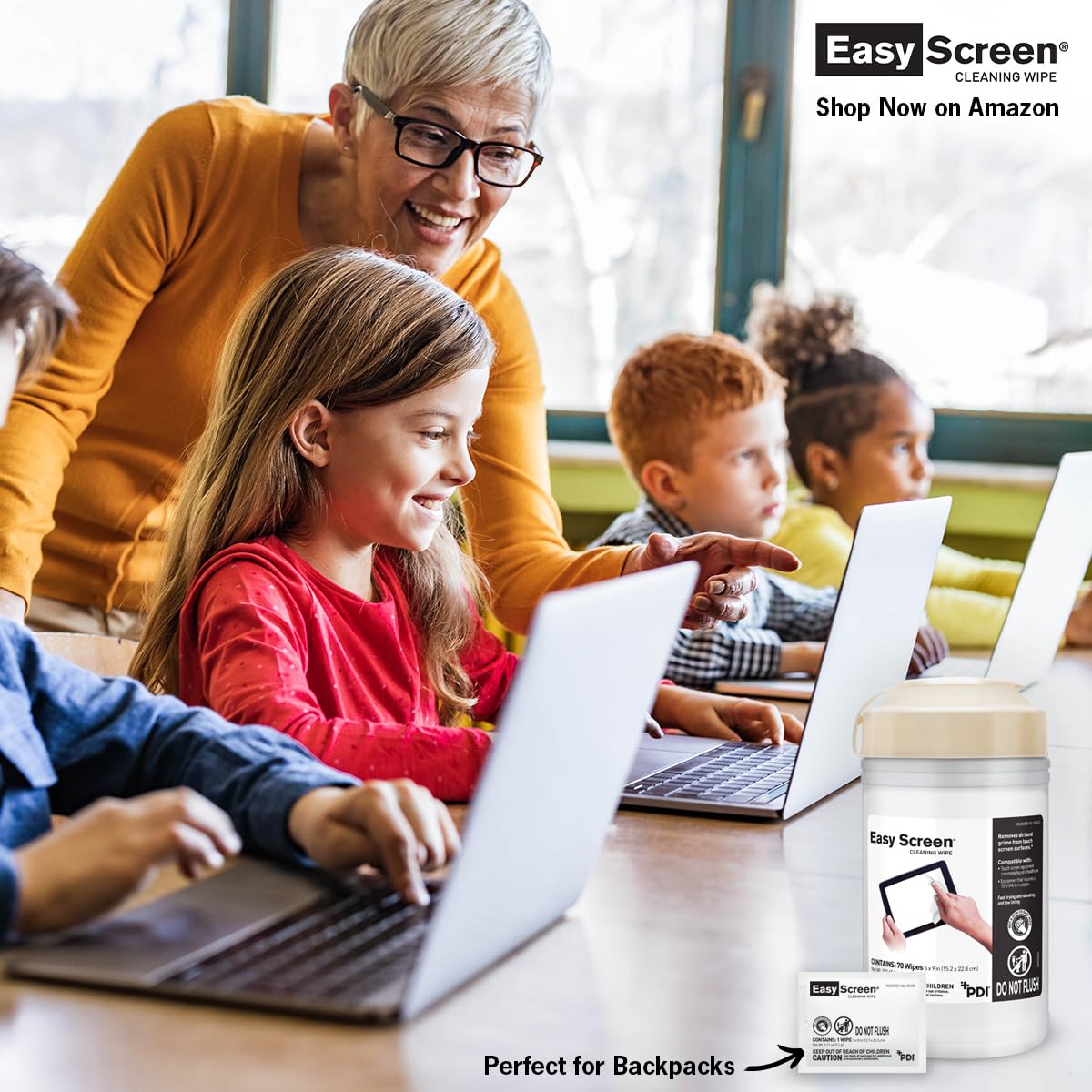 Screen Cleaning Wipes for Electronics - 70 Unscented 1-Ply Wipes (9