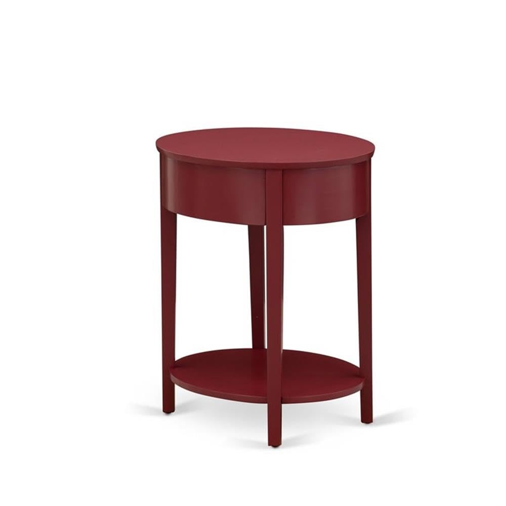 Modern End Table with Wooden Drawer - East West Furniture HI-13-ET - Sturdy Burgundy Finish Nightstand for Bedroom, Living Room & Office