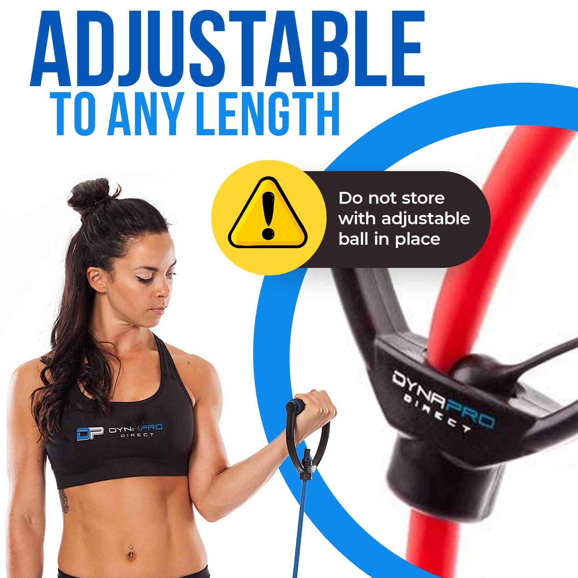 DYNAPRO Adjustable Exercise Resistance Bands with Comfort Handles - Professional Quality Anti-Snap Fitness Bands for Workouts, Physical Therapy & Yoga - Perfect for Home Gym, Rehabilitation & Strength Training