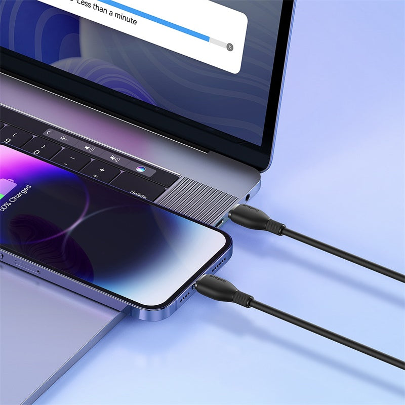 Baseus 20W Fast Charging Cable Type C to Lightning 1.2M - Pudding Series Black - Perfect for iPhone Charging at Home, Office & Travel