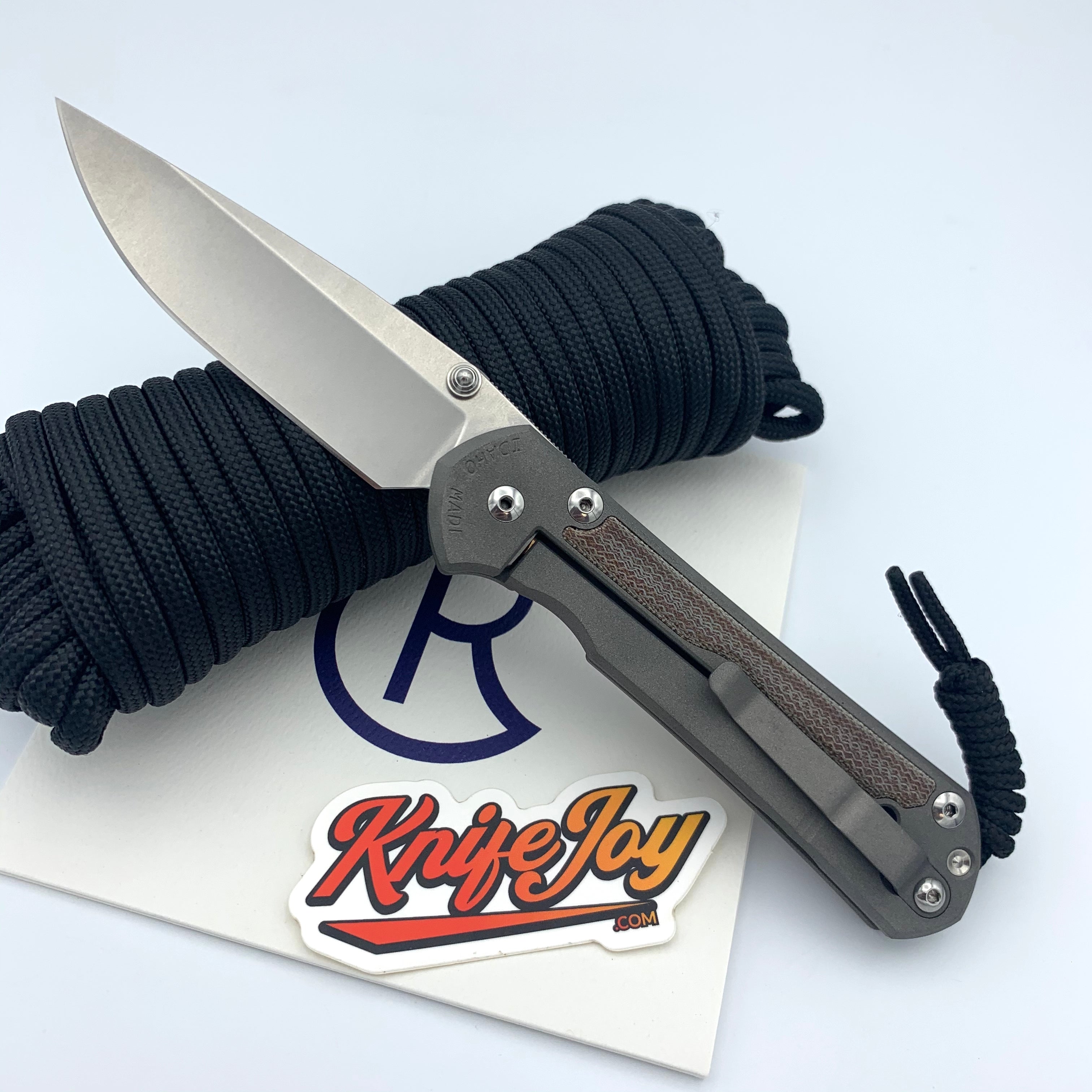Chris Reeve Knives LEFT Hand Large Sebenza 31 Drop Point Folding Knife with Natural Canvas Micarta Inlay & Double Silver Lugs - EDC, Outdoor Survival, Camping, Hunting Gear