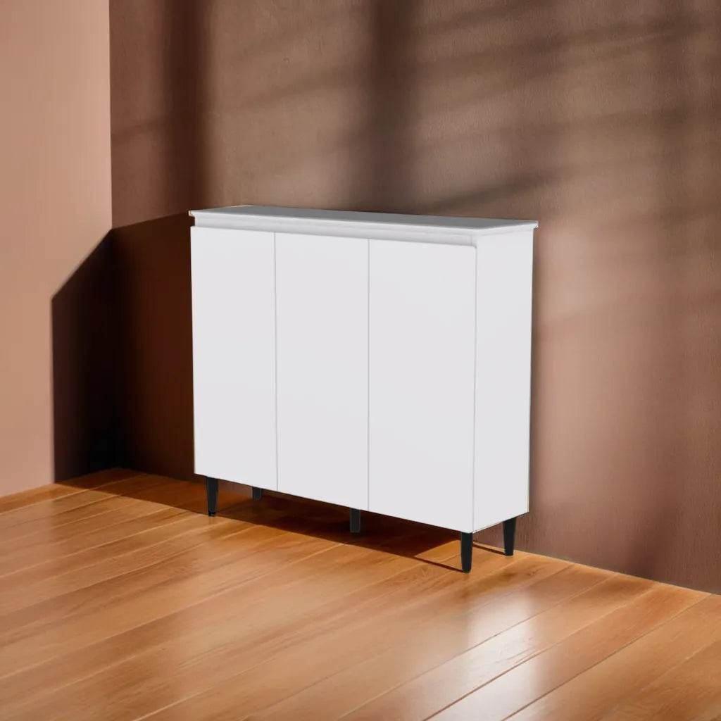 Hale 3-Door Shoe Storage Cabinet - Organize Entryway, Closet & Mudroom Shoes - Space Saving Shoe Rack for Home & Office