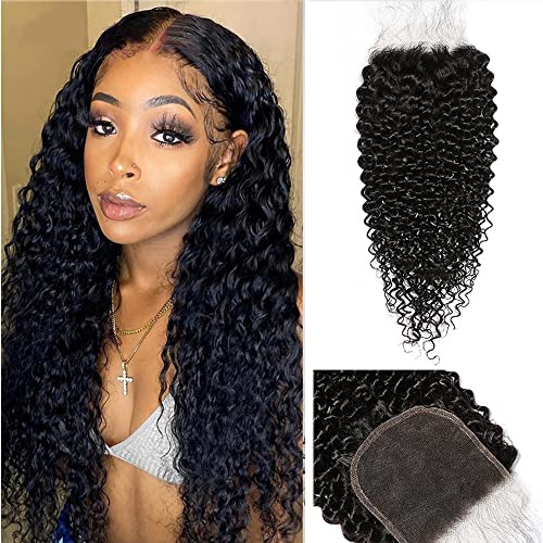 Nadula 5x5 HD Lace Closure Human Hair - 100% Brazilian Virgin Curly Hair with Invisible Knots, Pre-Plucked Baby Hair, 16 Inch Natural Color (Perfect for Protective Styles, Weaves & Natural-Looking Hair Extensions)