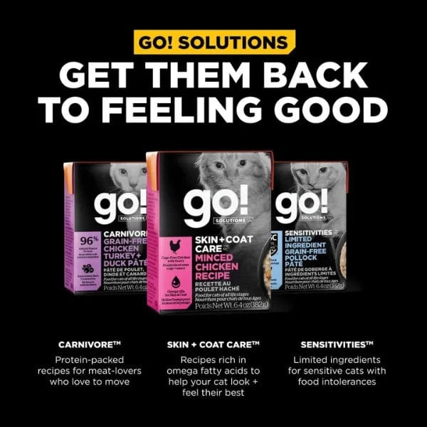 Go! Solutions Skin & Coat Care Minced Chicken Recipe Wet Cat Food - Premium Grain-Free Wet Food for Healthy Skin & Shiny Coat - Perfect for Adult Cats with Sensitive Skin or Allergies