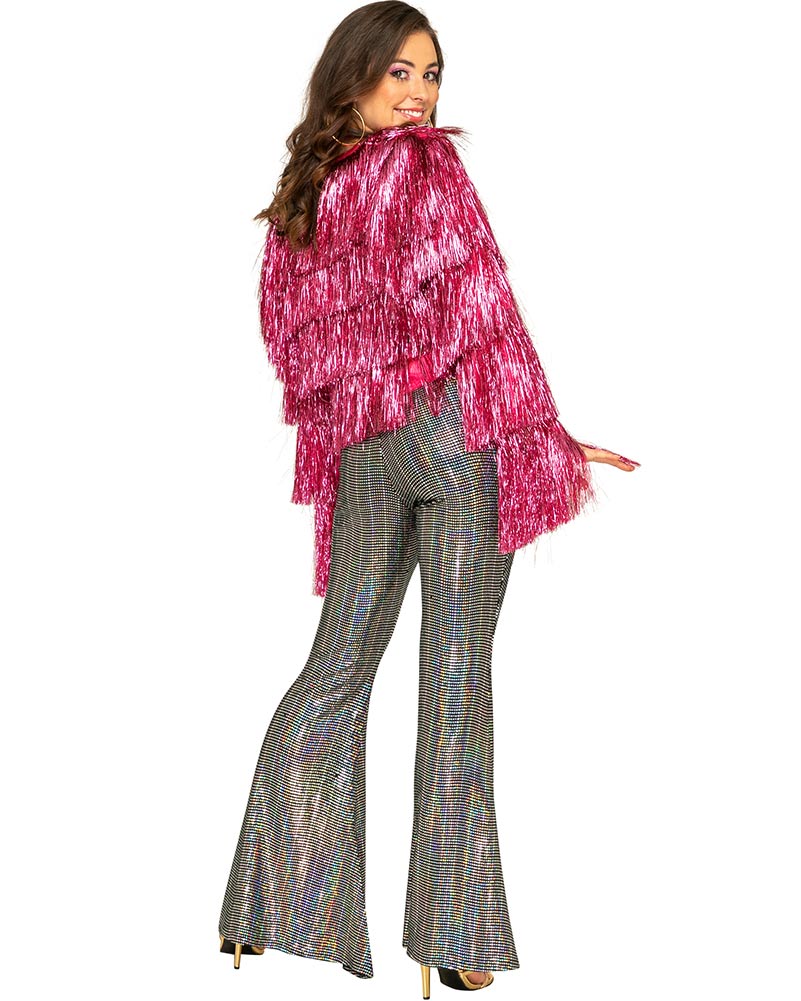70s Funky Fringe Pink Disco Women's Jacket - Retro Vintage Party Costume for Halloween, Disco Night & 70s Theme Parties