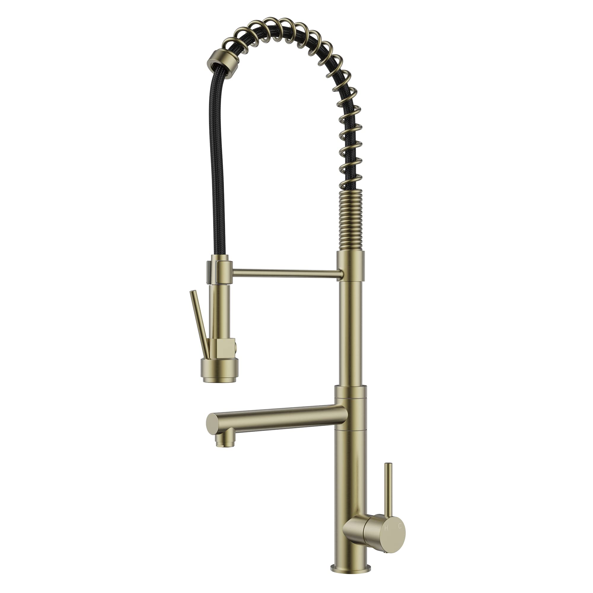 Commercial Pre-Rinse Kitchen Faucet with Pot Filler - Single Handle High Pressure Stainless Steel Sink Faucet with Pull Down Sprayer, 2-Function Spray Modes, Gold Finish - Perfect for Restaurants, Home Kitchens & High-Traffic Cooking Areas