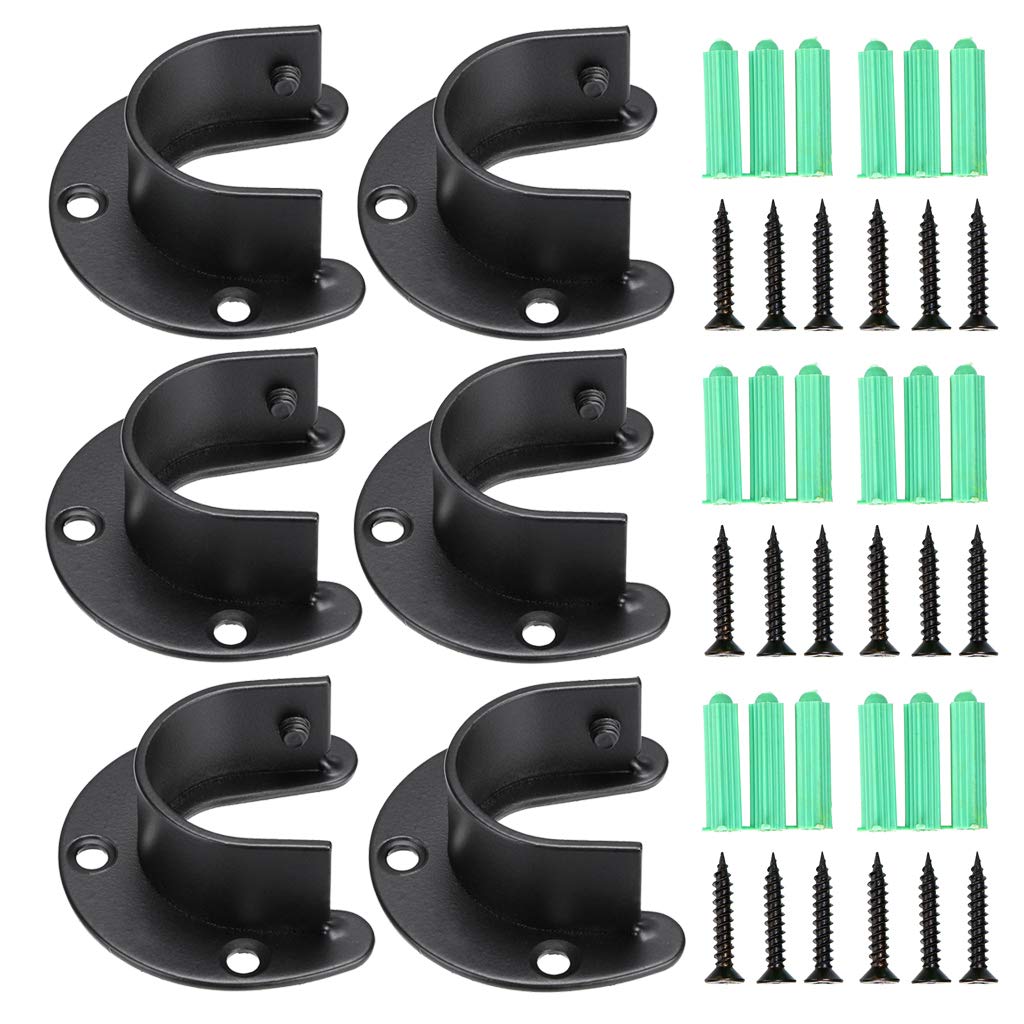 OwnMy 6-Pack Stainless Steel U-Shaped Closet Rod End Supports - 1-1/4
