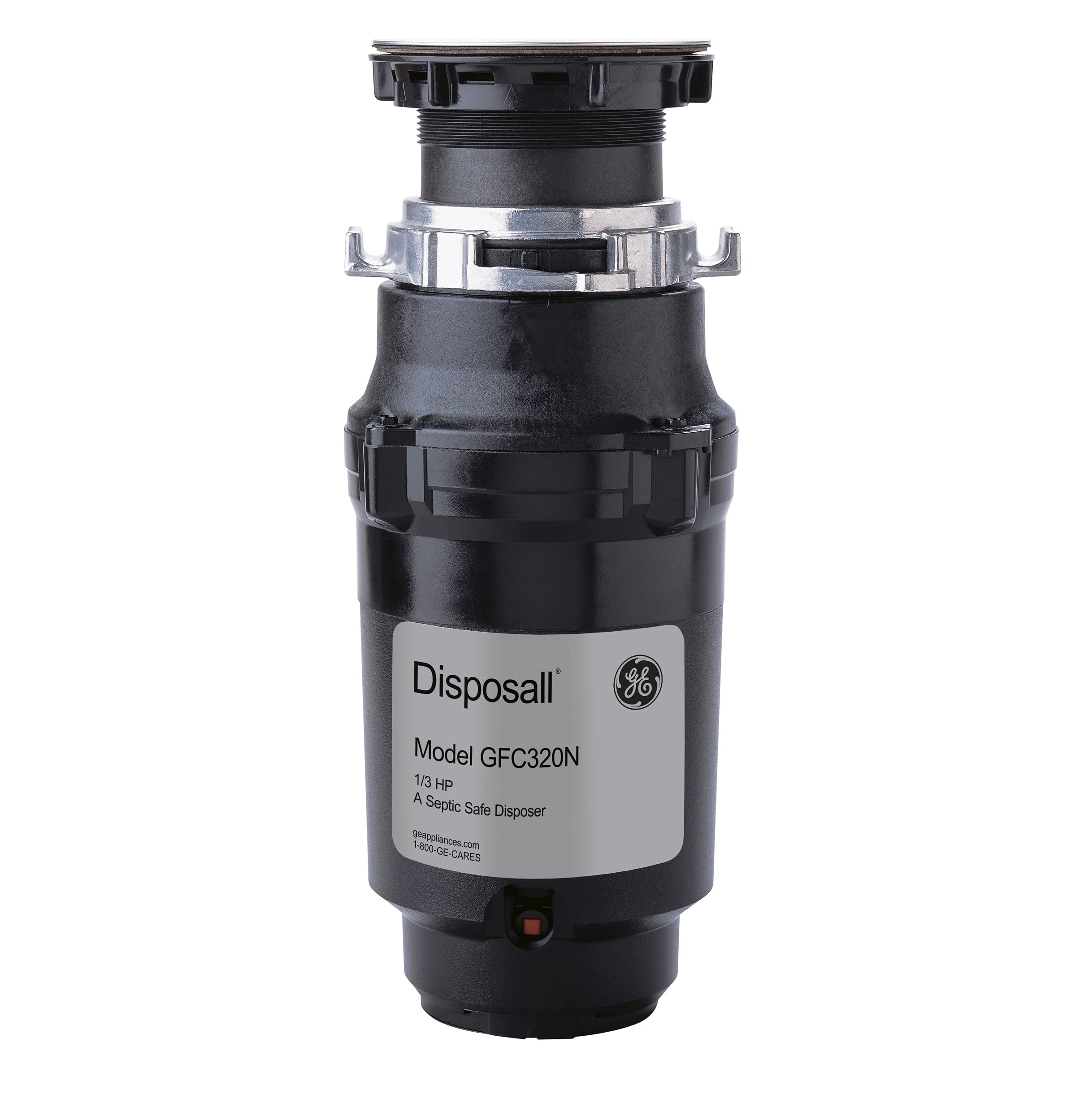 GE Continuous Feed Garbage Disposal 1/3 HP - Powerful Food Waste Disposer for Fruit Peels, Pasta & Cereal - Easy Installation Kit Included - Non-Corded Design - Ideal for 1-2 Person Households - Black | Perfect for Kitchen Sink Waste Management & Eco-Friendly Home Use
