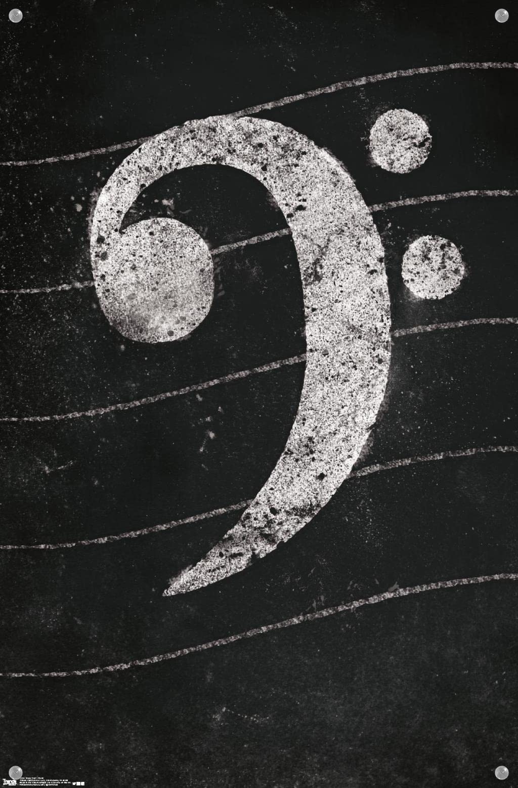 Bass Clef Music Theory Chalkboard Wall Poster with Push Pins - Perfect for Music Classrooms, Studios & Home Decor