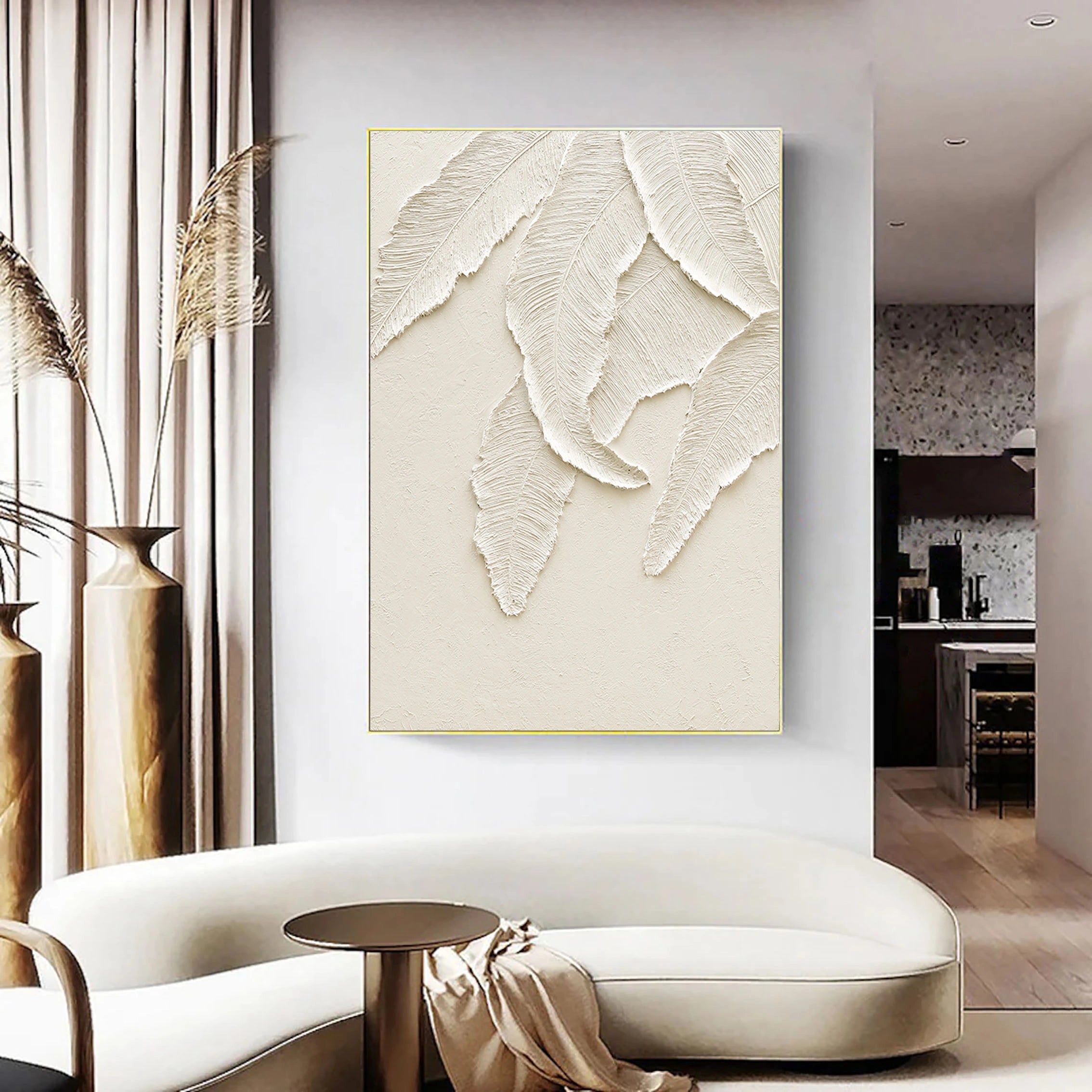 Minimalist Beige Textured Wall Art - Modern Abstract Canvas Painting for Living Room, Bedroom & Office Decor #MM037