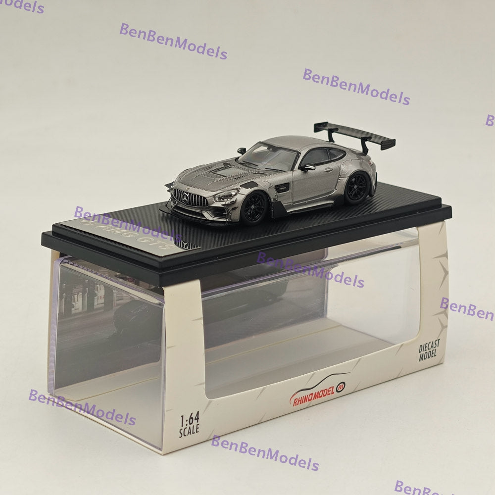 1:64 Rhino Model RM Mercedes AMG GTS Widebody Racing Sports Car Diecast Model - Silver - Collectible Toy for Display, Racing Enthusiasts & Car Lovers