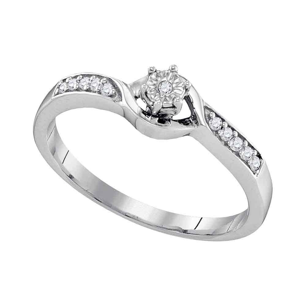 FB Jewels Sterling Silver Women's Round Diamond Solitaire Promise Bridal Ring - 1/20 CTTW, Size 7 - Perfect for Engagement, Wedding & Anniversary Gifts