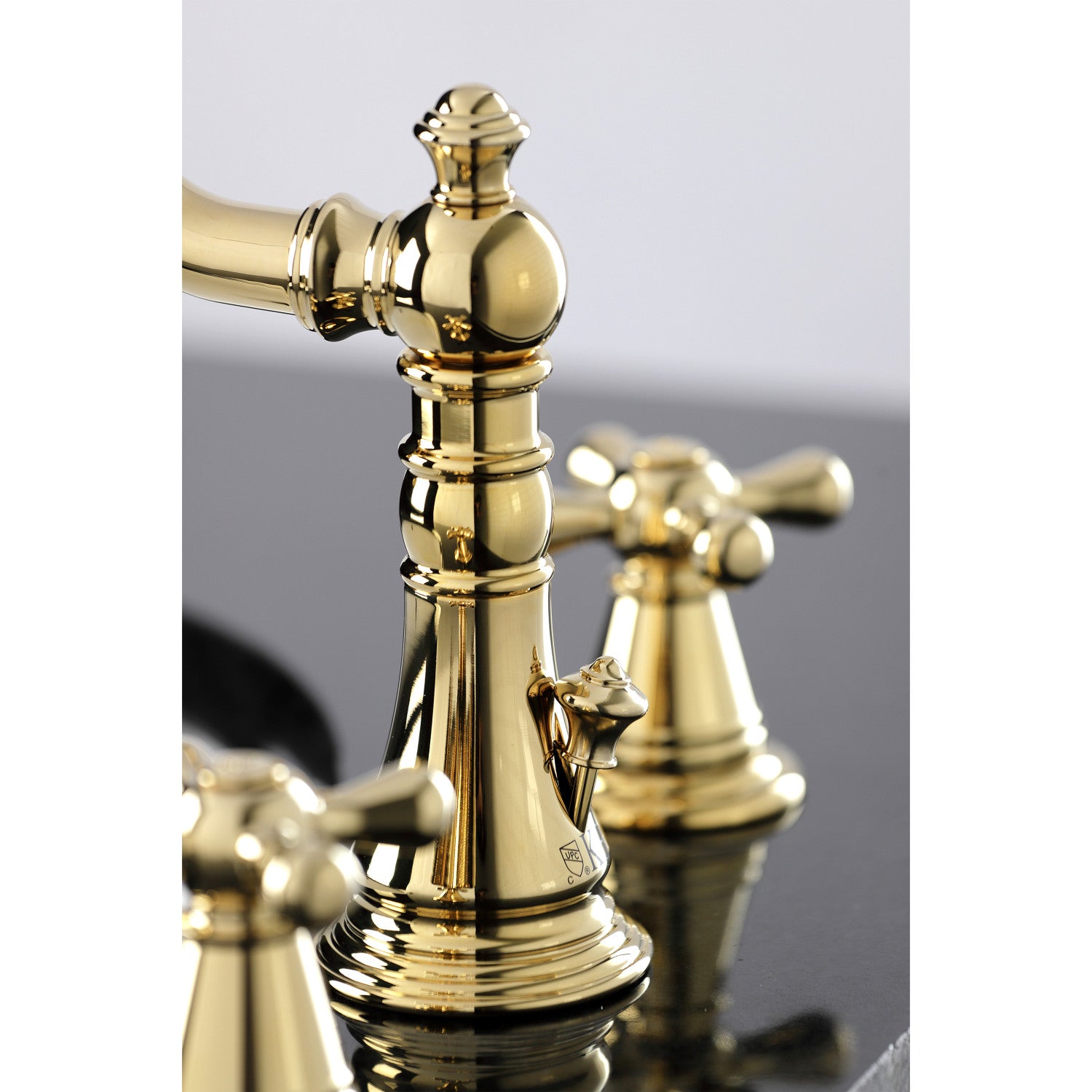 American Classic FSC1972AAX 3-Hole Widespread Bathroom Faucet - Two Handle Deck Mount with Pop-Up Drain - Polished Brass Finish - Perfect for Bathroom Vanity Sink Renovation and Modern Home Decor