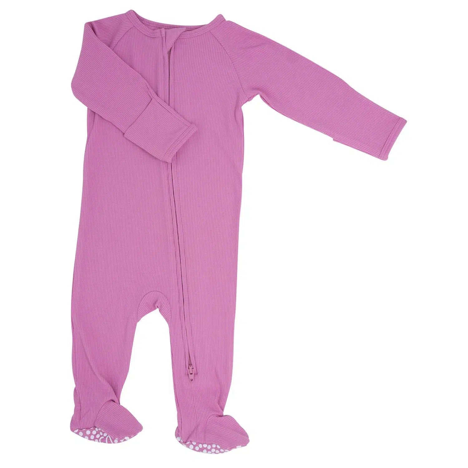 Sweet Bamboo Ribbed Zipper Footie - Soft Cashmere Rose Baby Onesie for Newborns | Cozy Sleepwear & Playtime Outfit