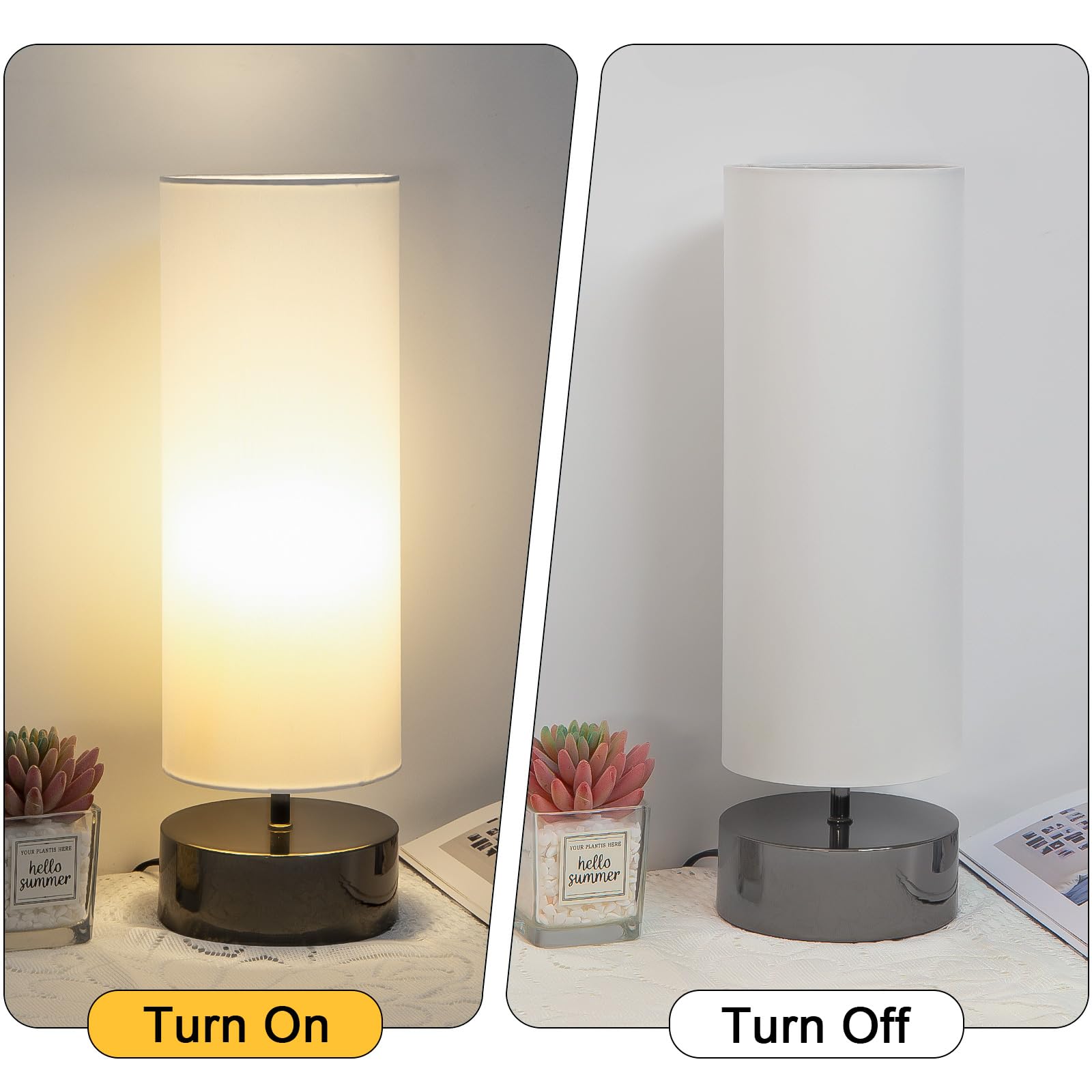 Modern Touch Control Table Lamp - Dimmable LED Bedside & Desk Lamp with Cylinder Shade, Night Light for Bedroom, Living Room, Kitchen | Perfect for Reading, Working & Relaxing
