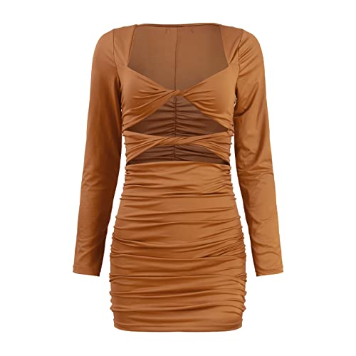 Elegant Beaded Long Dresses for Women - Sexy Mini Dovetail Hip Skirt Evening Dress (Bronze, XS) | Perfect for Cocktail Parties, Date Nights & Formal Events